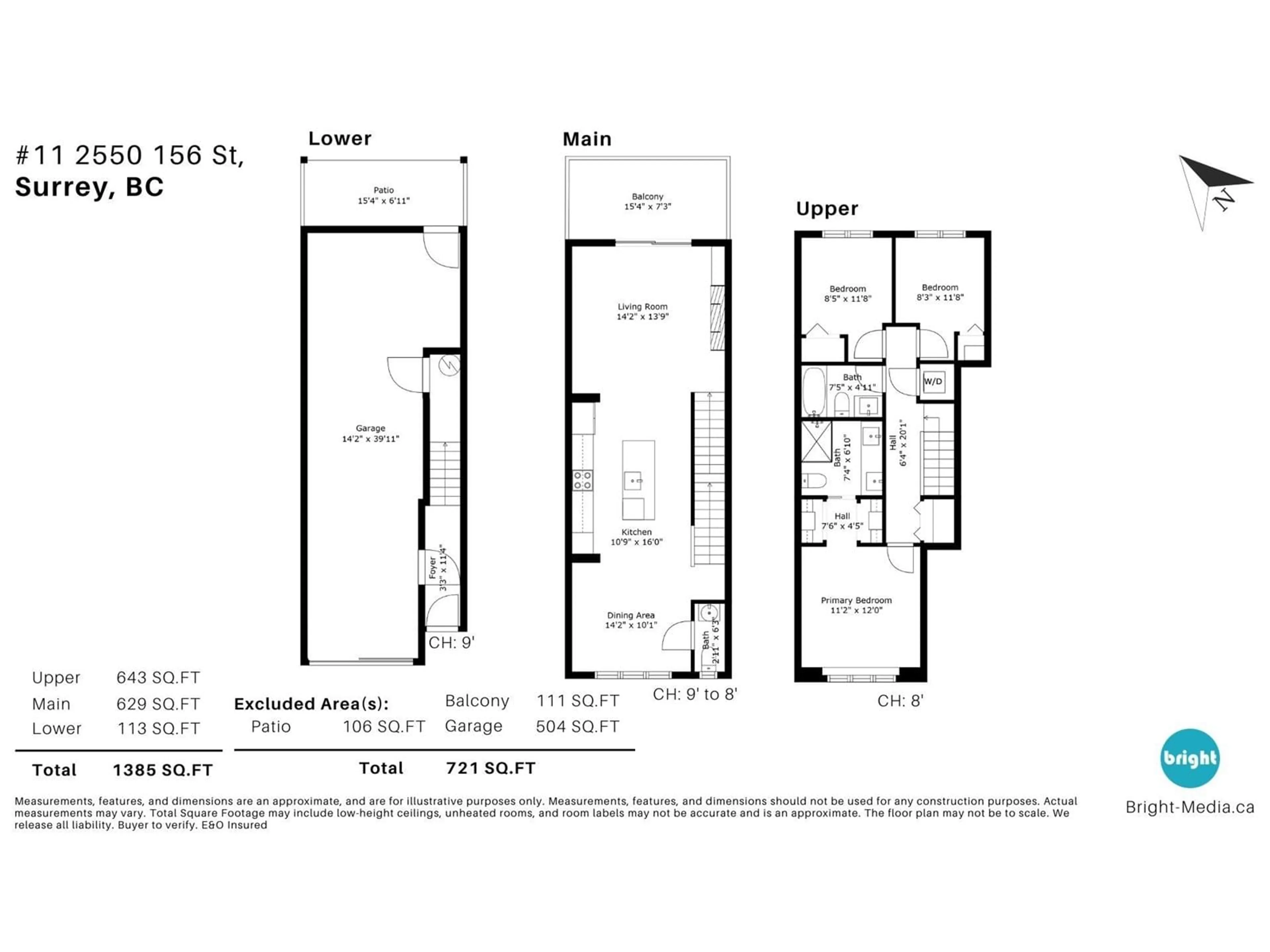 Floor plan for 11 - 2550 156, Surrey British Columbia V4P1C8