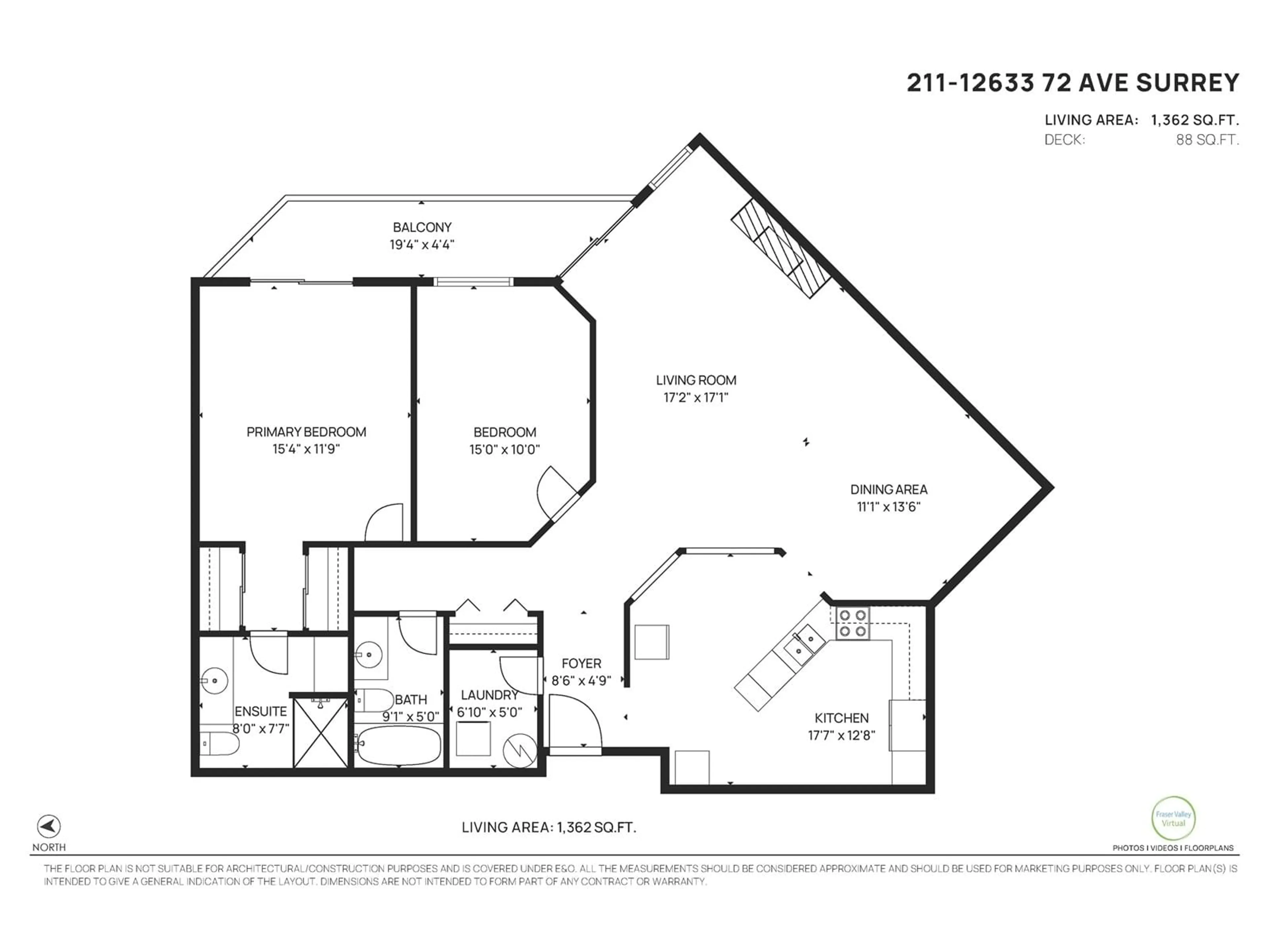 Floor plan for 211 - 12633 72, Surrey British Columbia V3W0A4