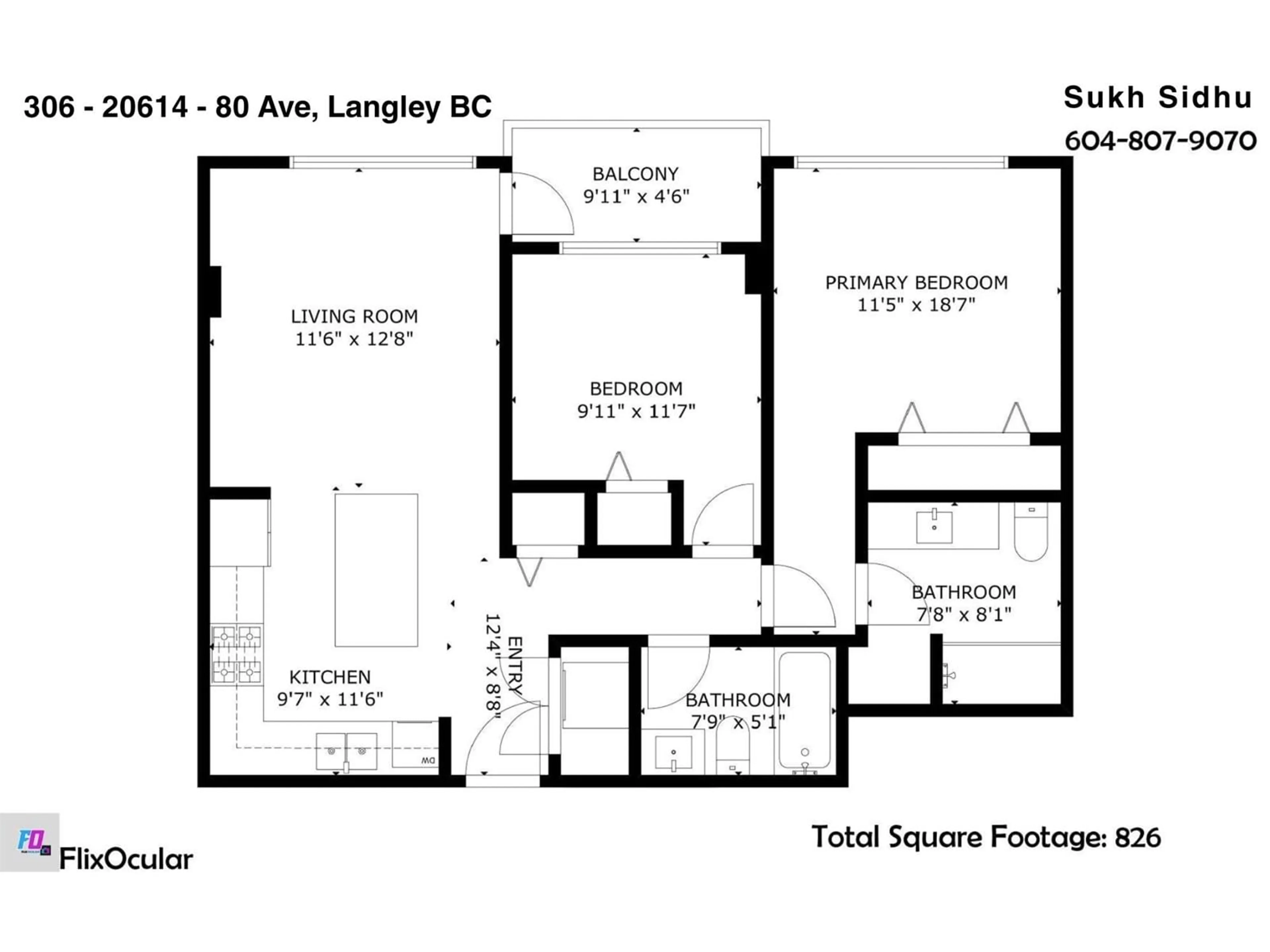 Floor plan for 306 - 20614 80, Langley British Columbia V2Y3W7