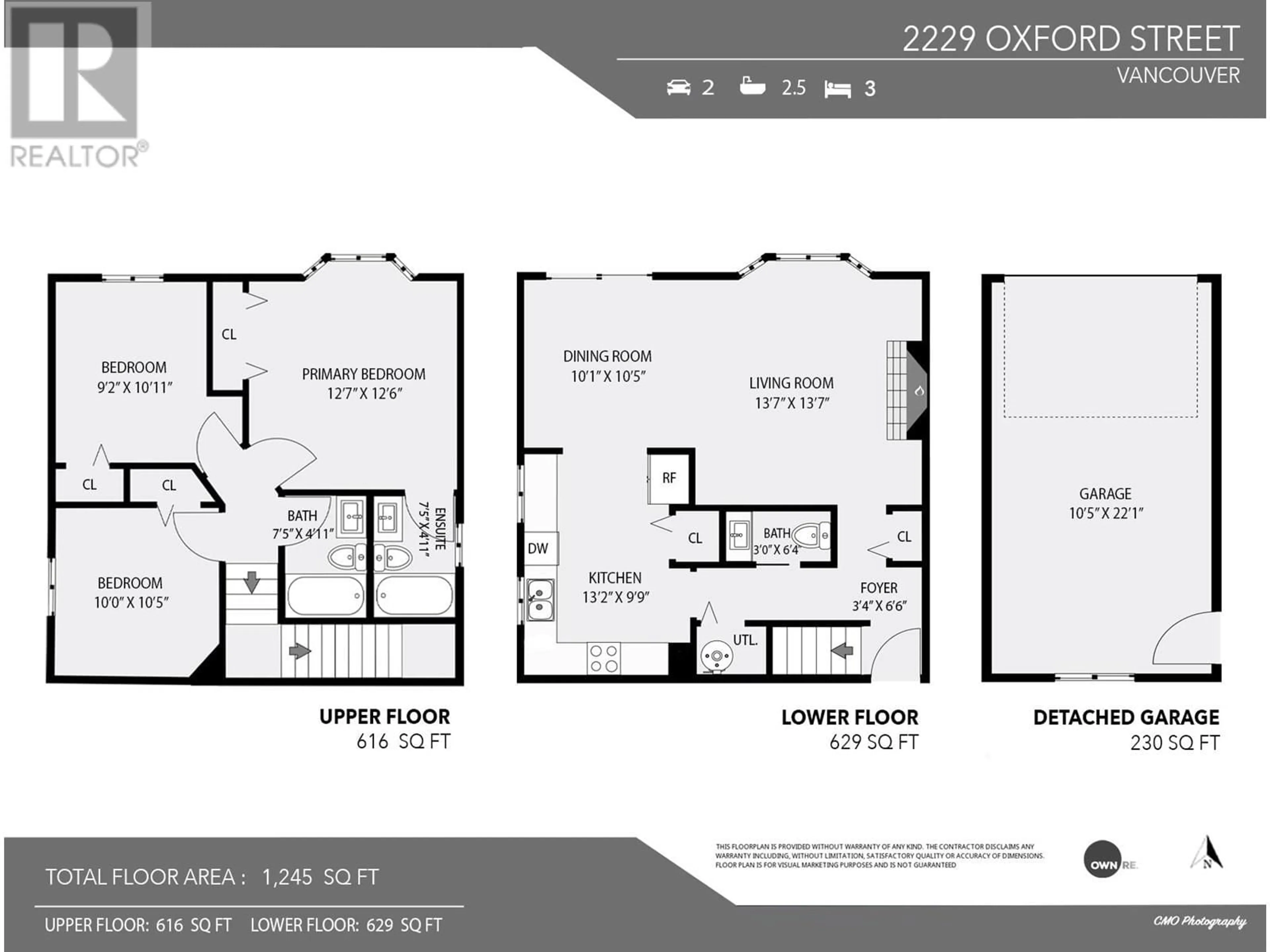 Floor plan for 2229 OXFORD STREET, Vancouver British Columbia V5L1G2