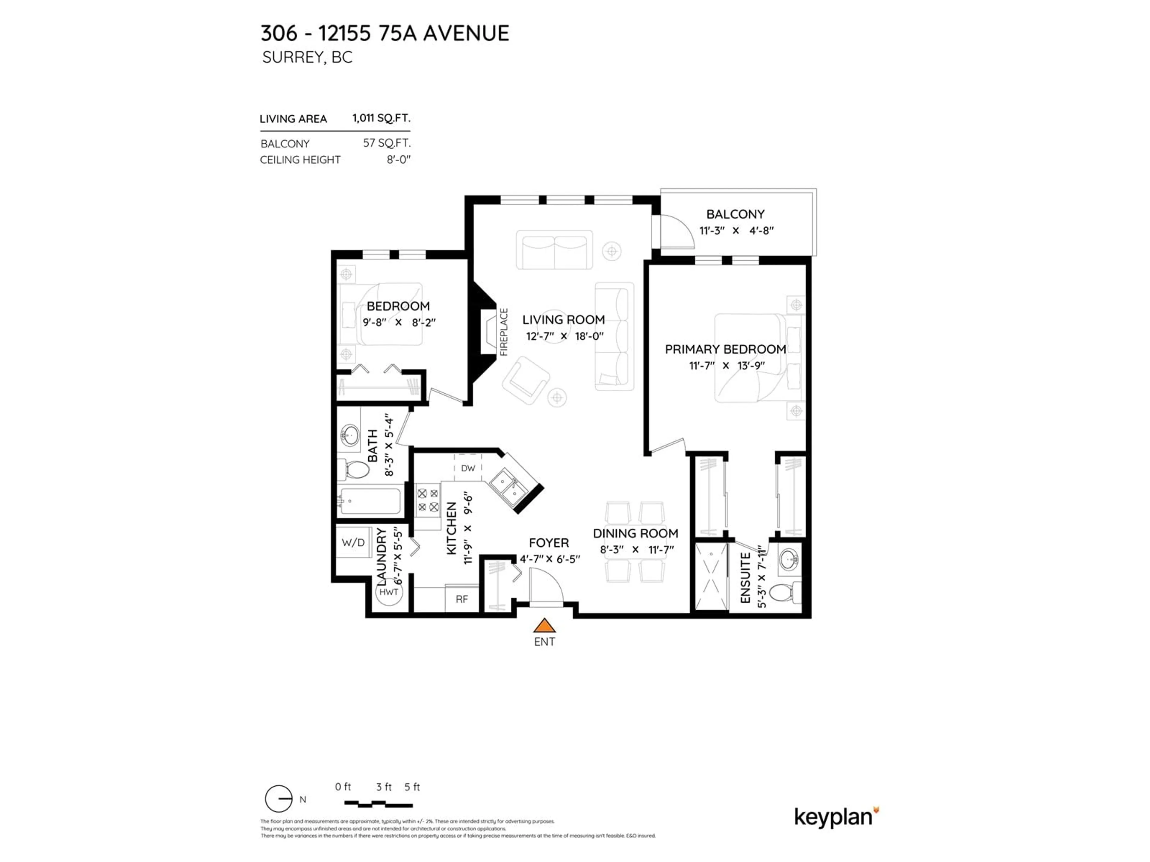 Floor plan for 306 - 12155 75A, Surrey British Columbia V3W1B9