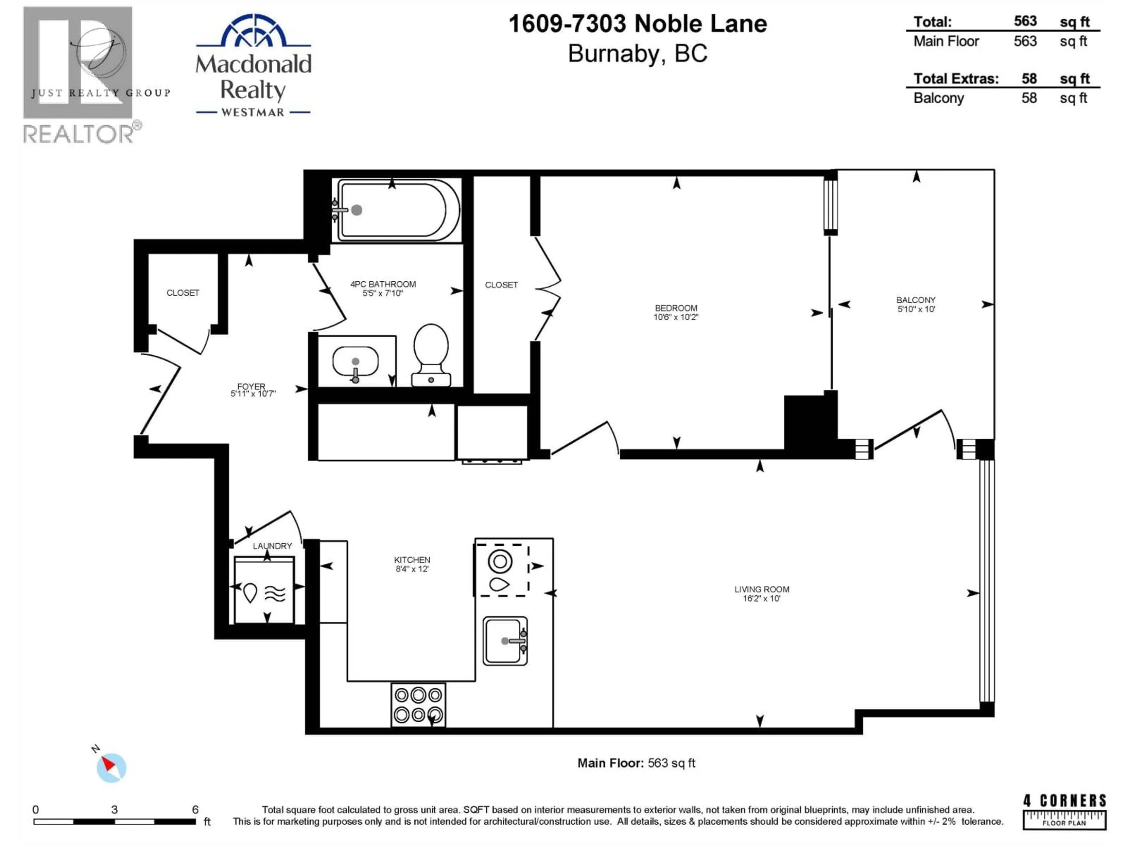Floor plan for 1609 - 7303 NOBLE LANE, Burnaby British Columbia V3N0H2