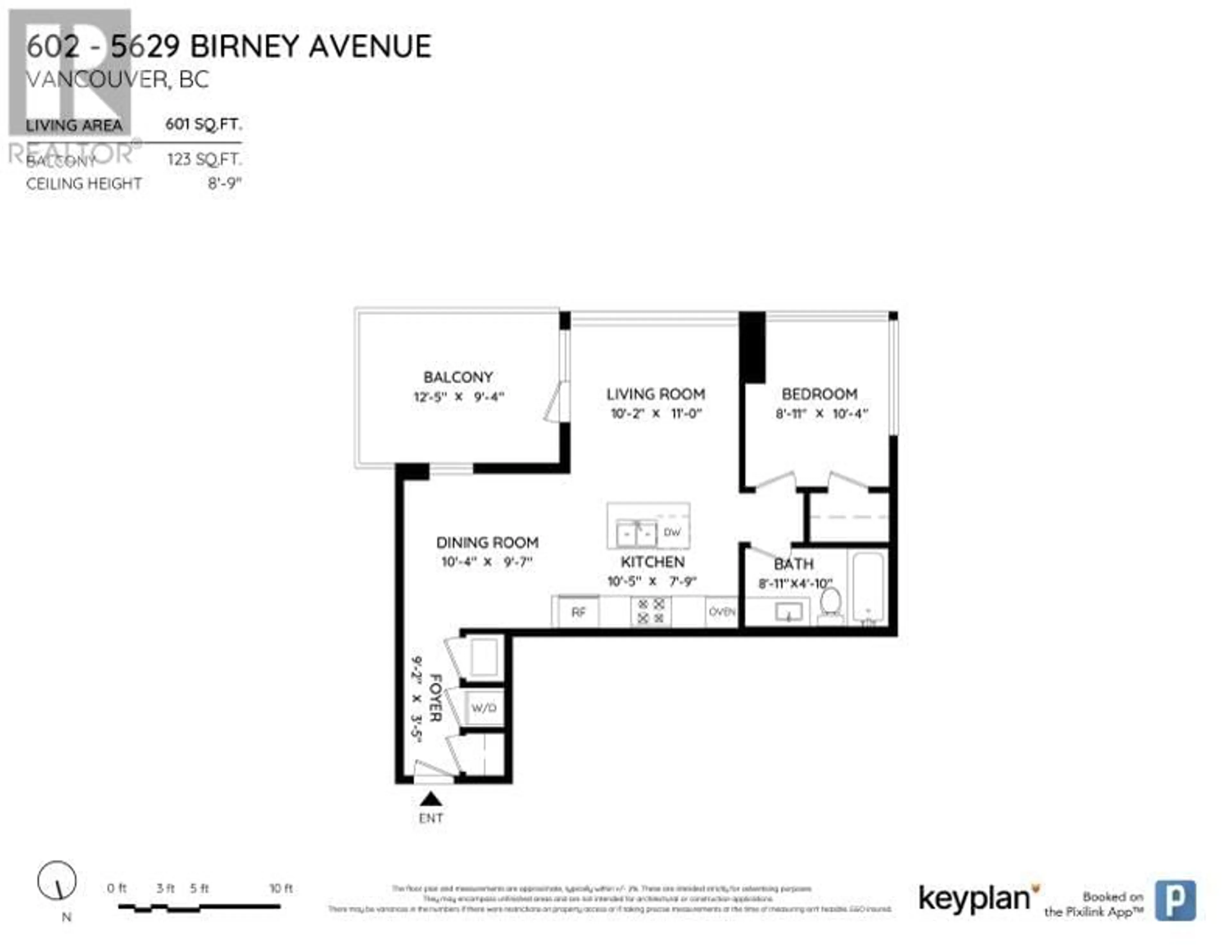 Floor plan for 602 - 5629 BIRNEY AVENUE, Vancouver British Columbia V6S0L5