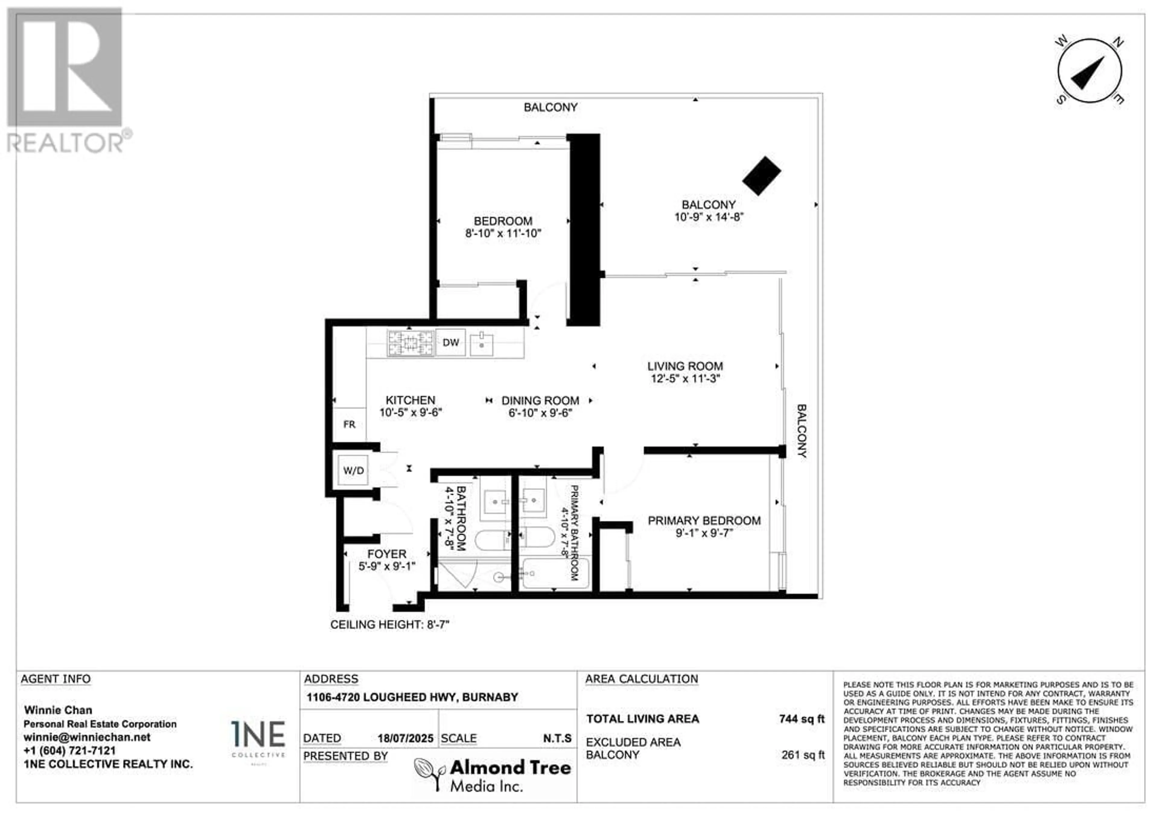 Floor plan for 1106 - 4720 LOUGHEED HIGHWAY, Burnaby British Columbia V5C0M8