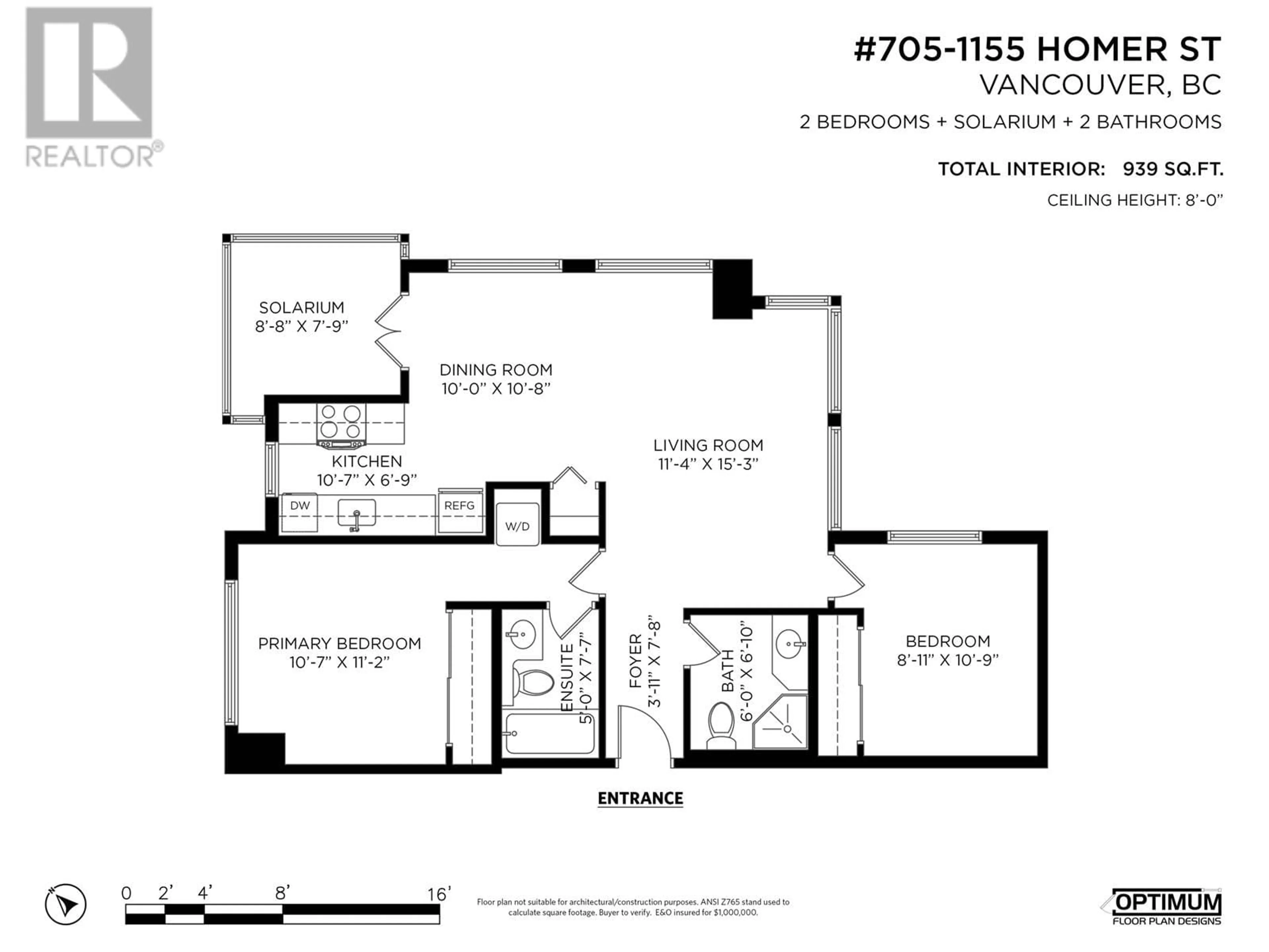 Floor plan for 705 - 1155 HOMER STREET, Vancouver British Columbia V6B5T5