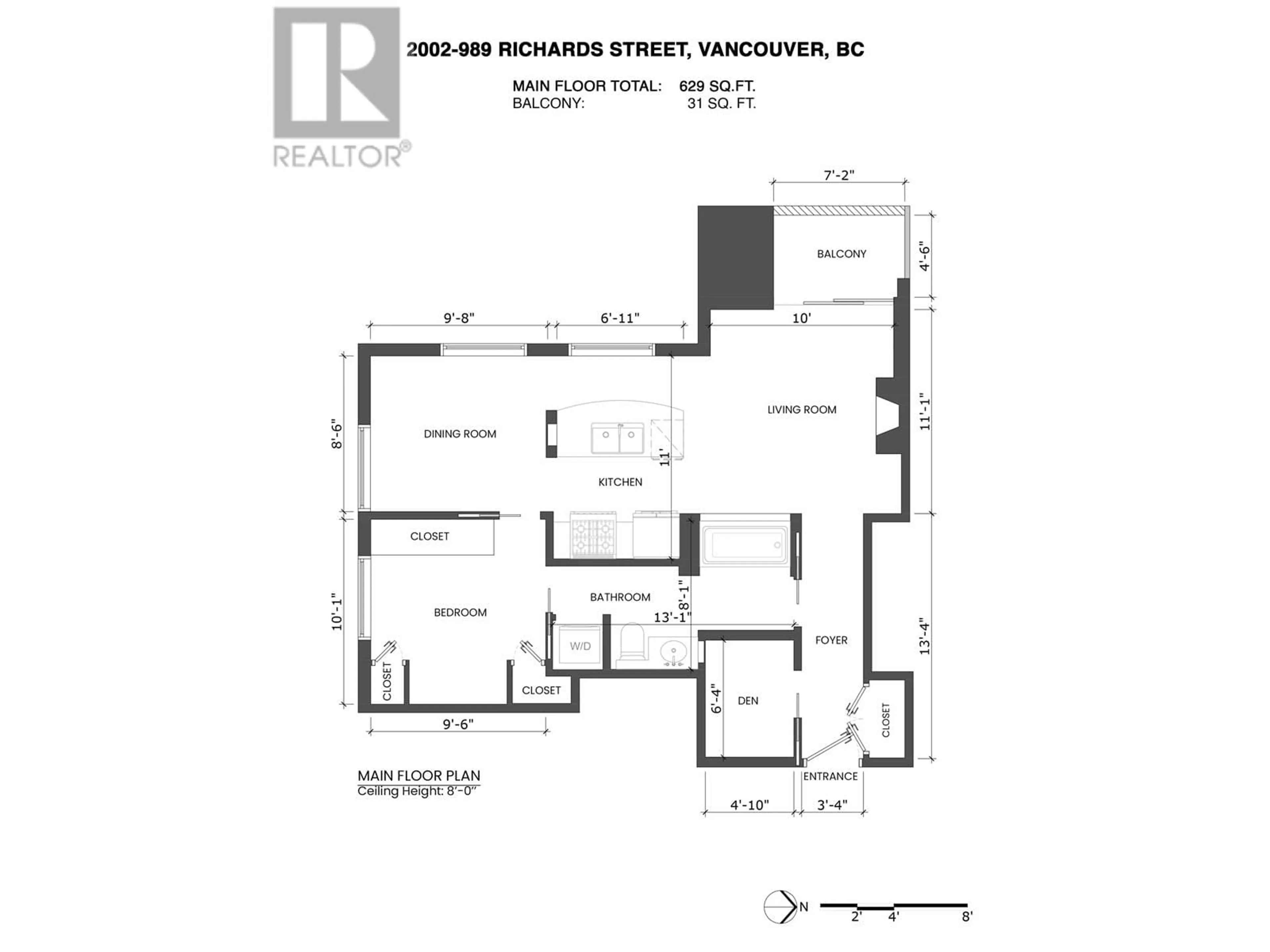 Floor plan for 2002 - 989 RICHARDS STREET, Vancouver British Columbia V6B6R6