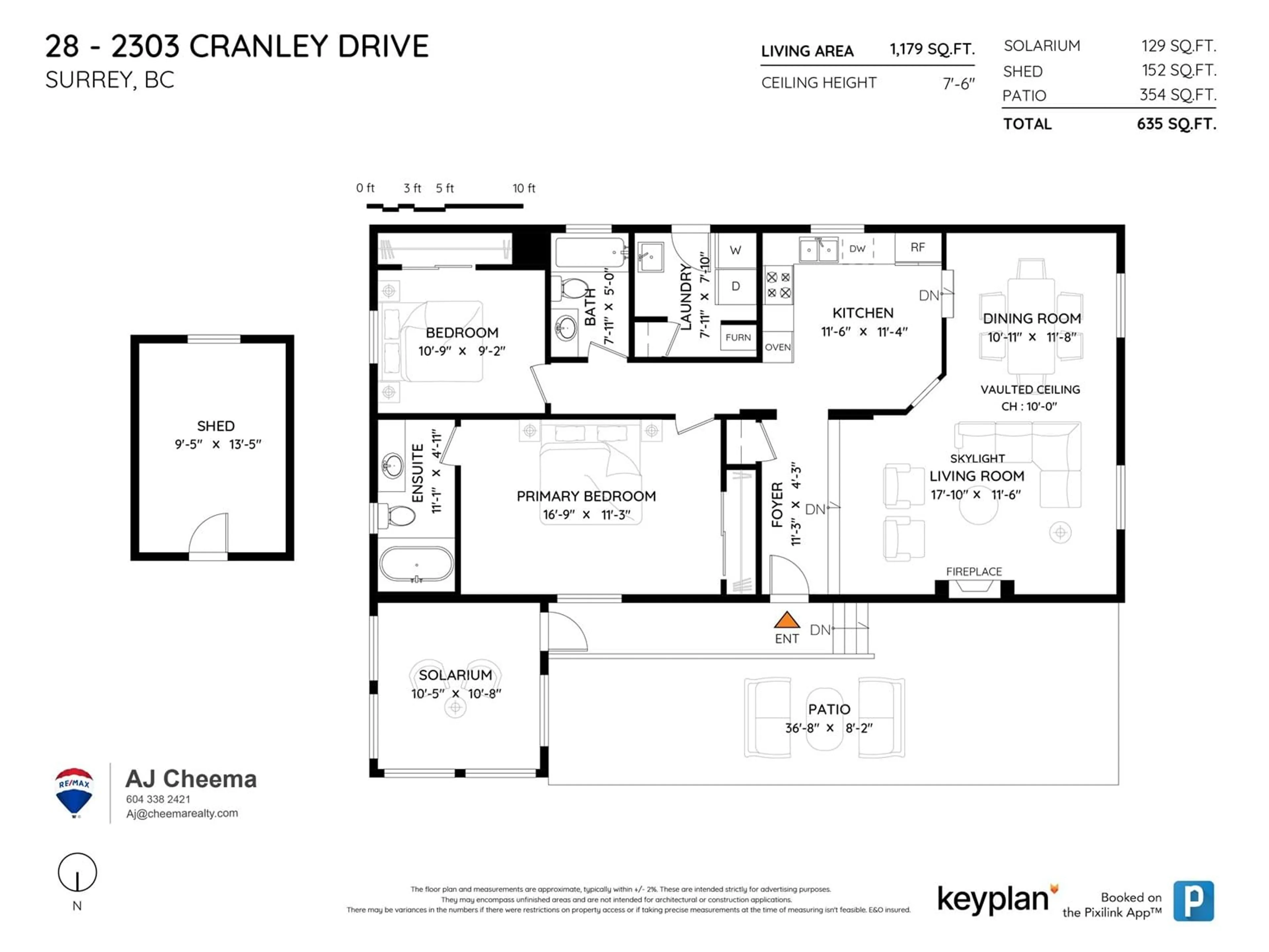 Floor plan for 28 - 2303 CRANLEY, Surrey British Columbia V4A8X2