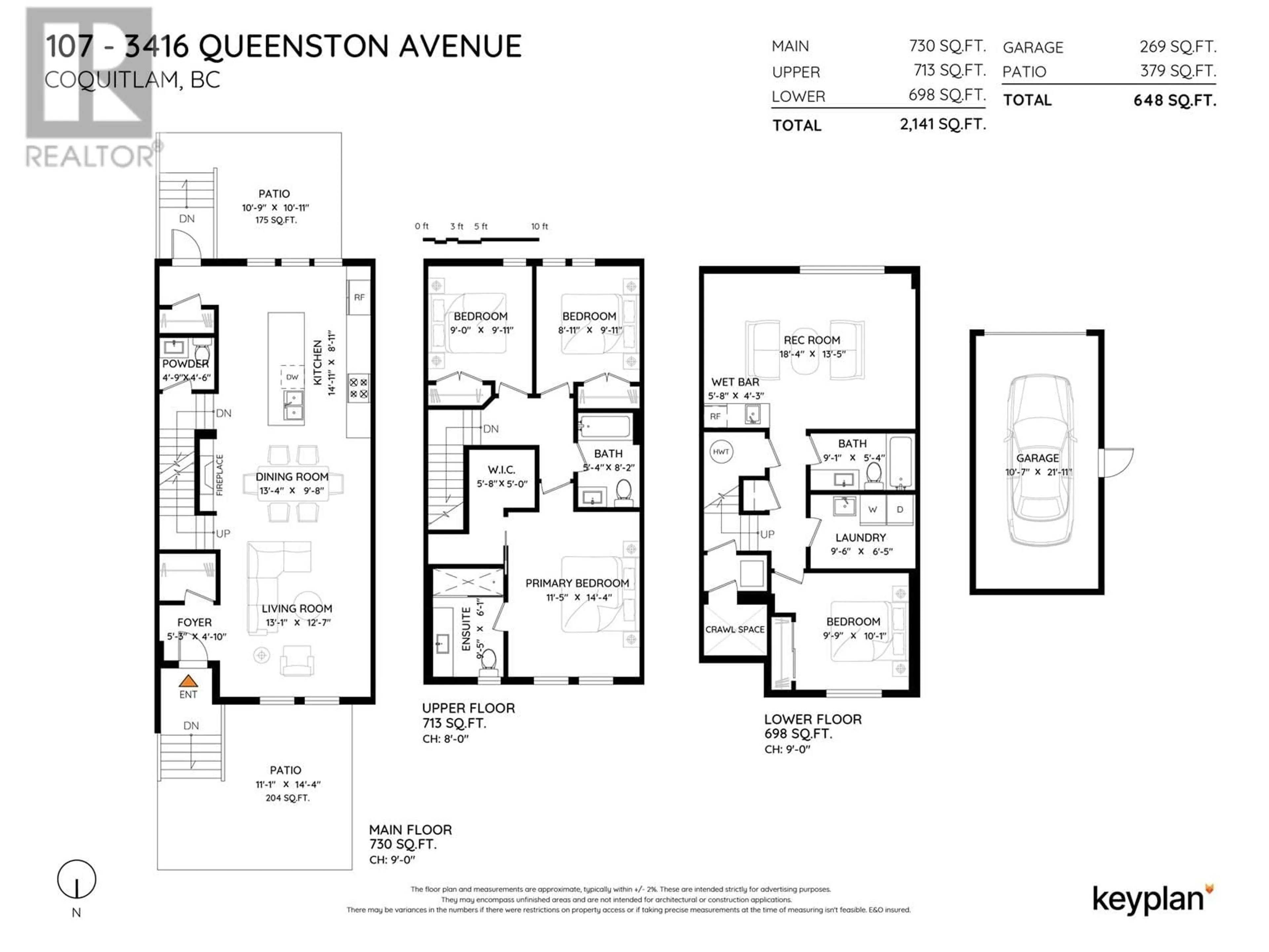 Floor plan for 107 - 3416 QUEENSTON AVENUE, Coquitlam British Columbia V3E3H1