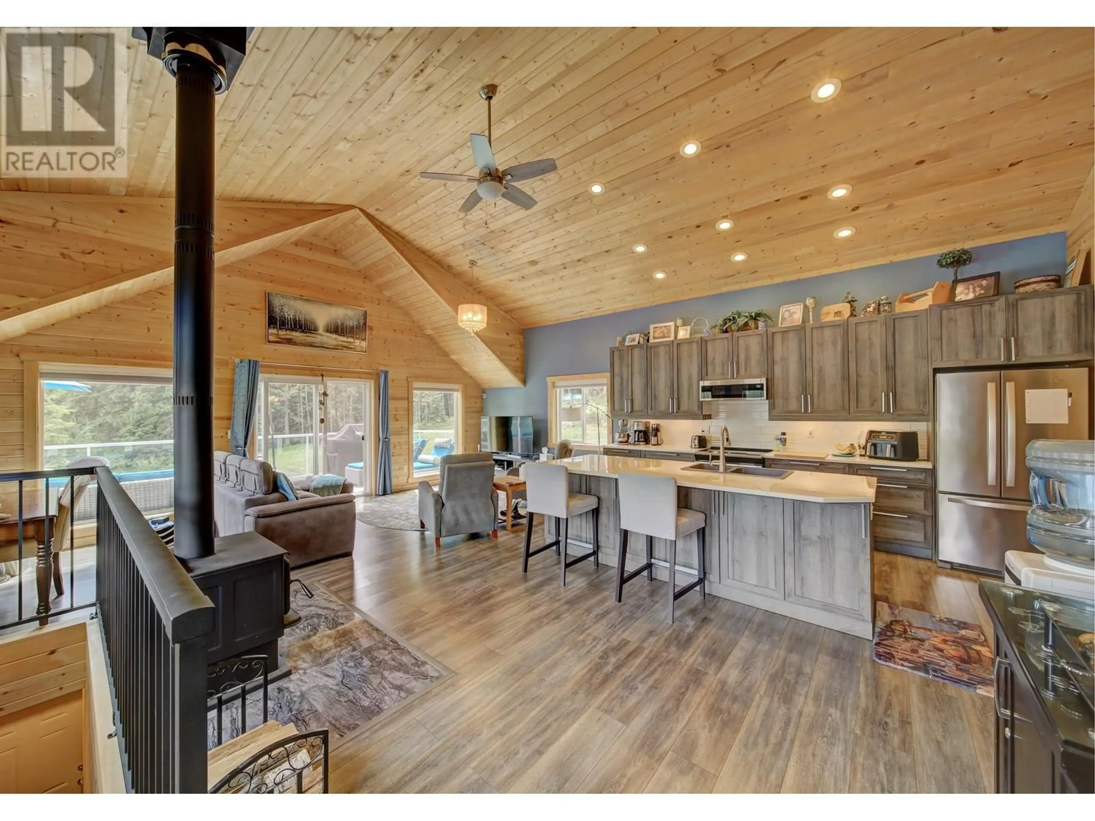 Open concept kitchen, wood/laminate floor for 5980 HORSEFLY-LIKELY FOREST SERVICE ROAD, Likely British Columbia V0L1N0