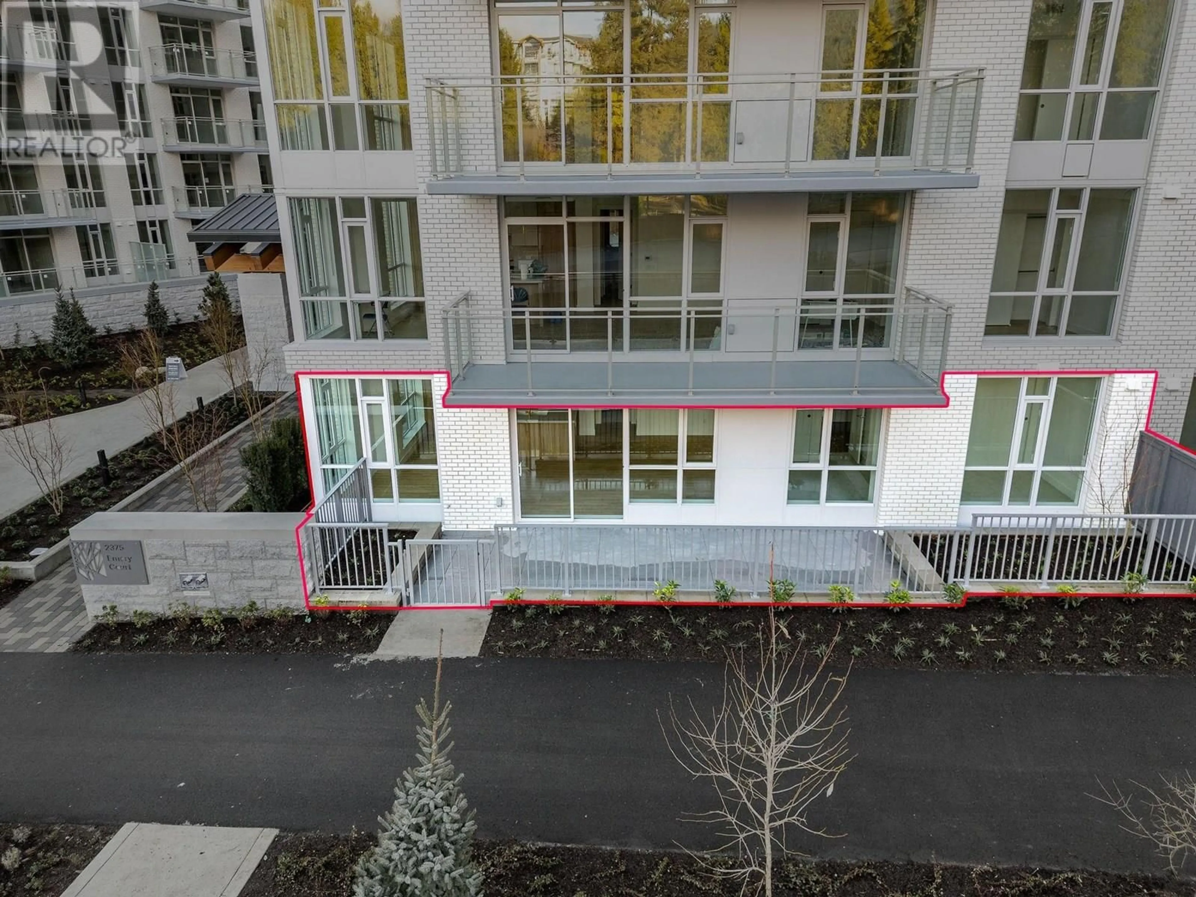 A pic from outside/outdoor area/front of a property/back of a property/a pic from drone, city buildings view from balcony for 102 - 2375 EMERY COURT, North Vancouver British Columbia V7J0E9