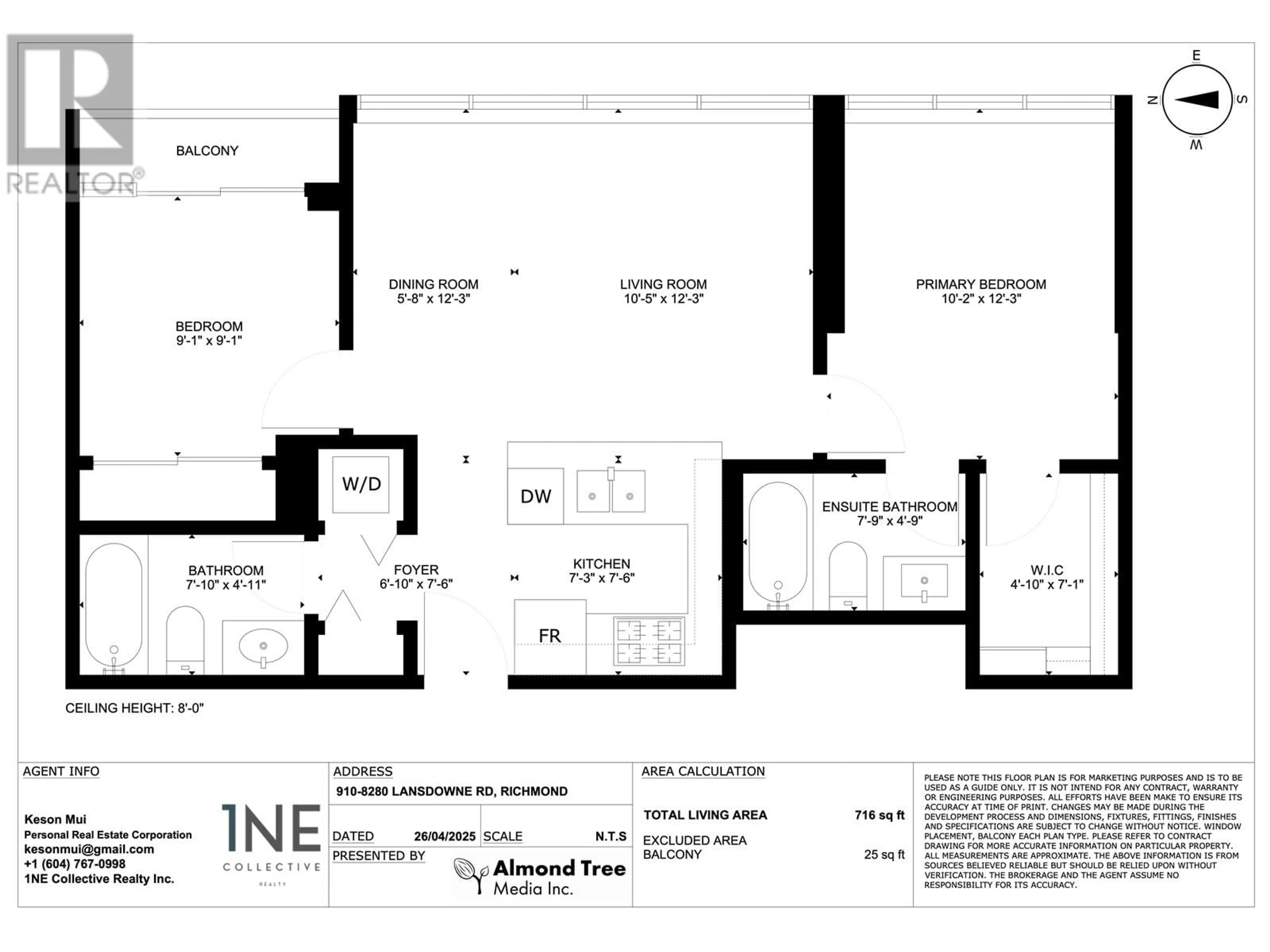 Floor plan for 910 - 8280 LANSDOWNE ROAD, Richmond British Columbia V6X0B2