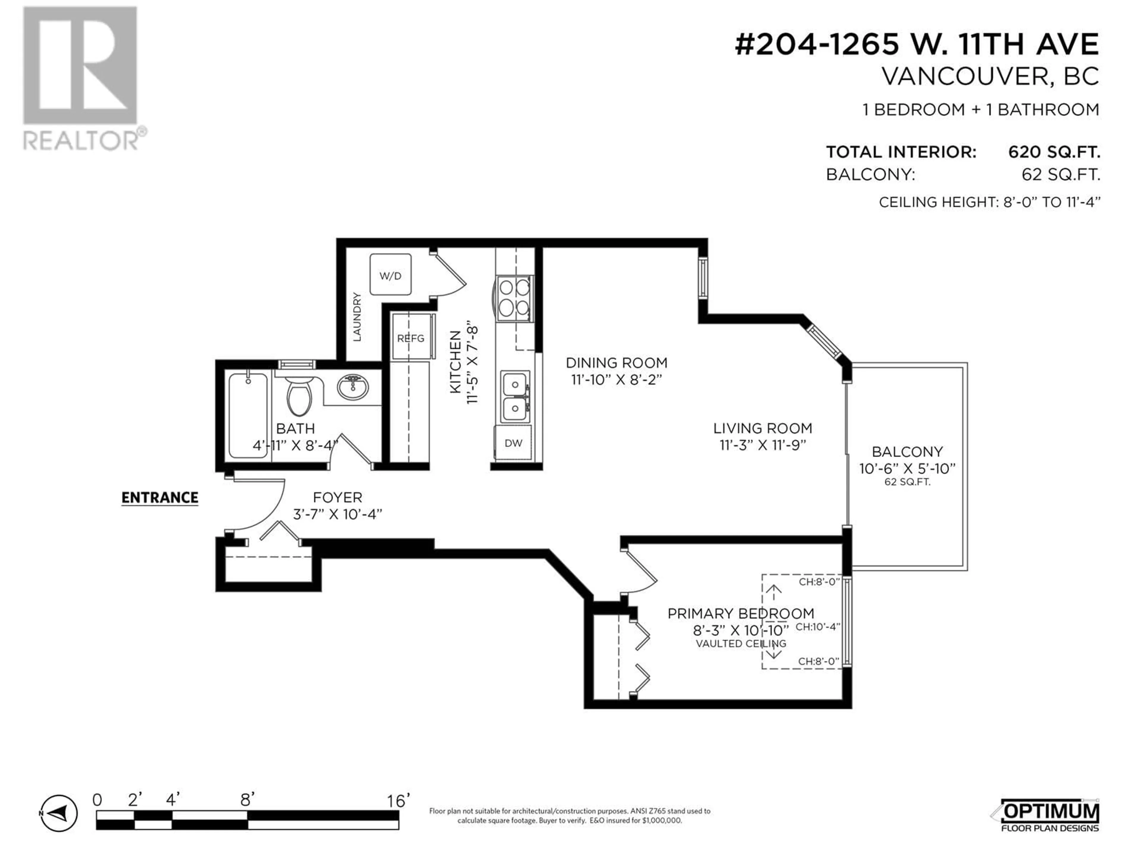 Floor plan for 204 - 1265 11TH AVENUE, Vancouver British Columbia V6H1K6