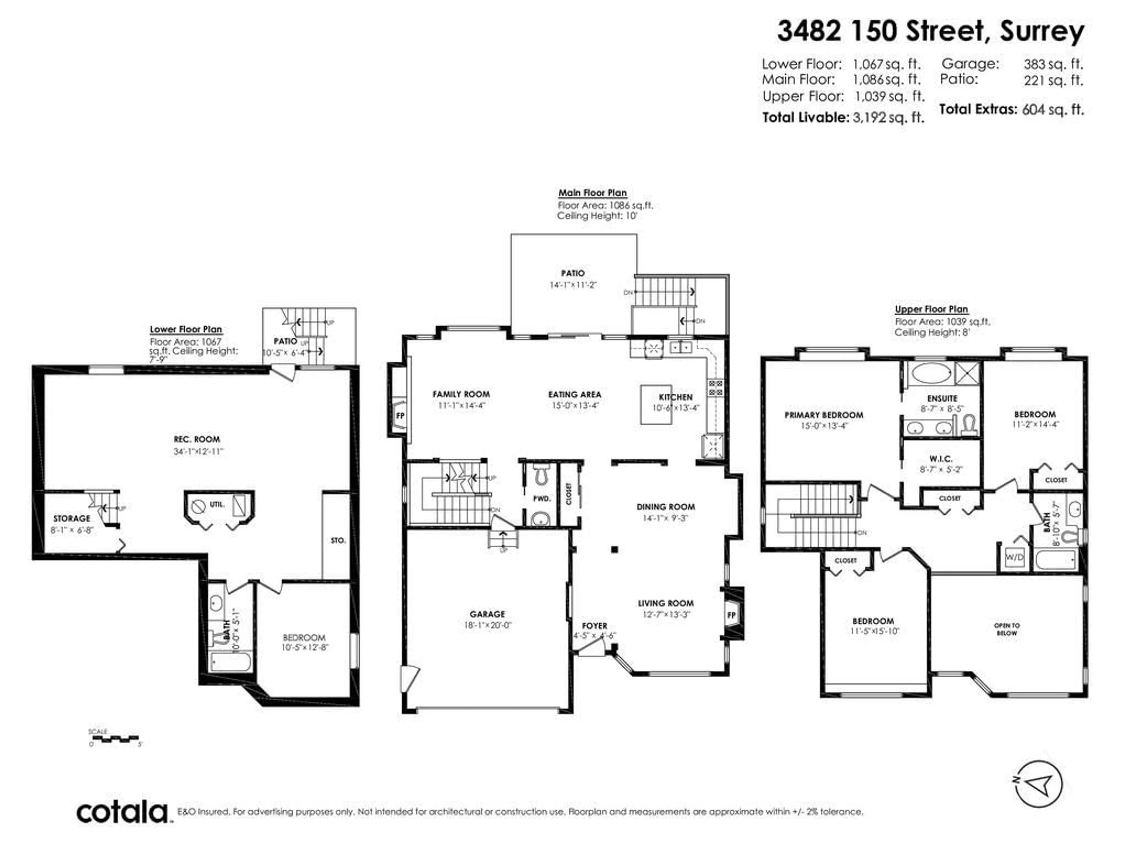 Floor plan for 3482 150, Surrey British Columbia V3Z0T5