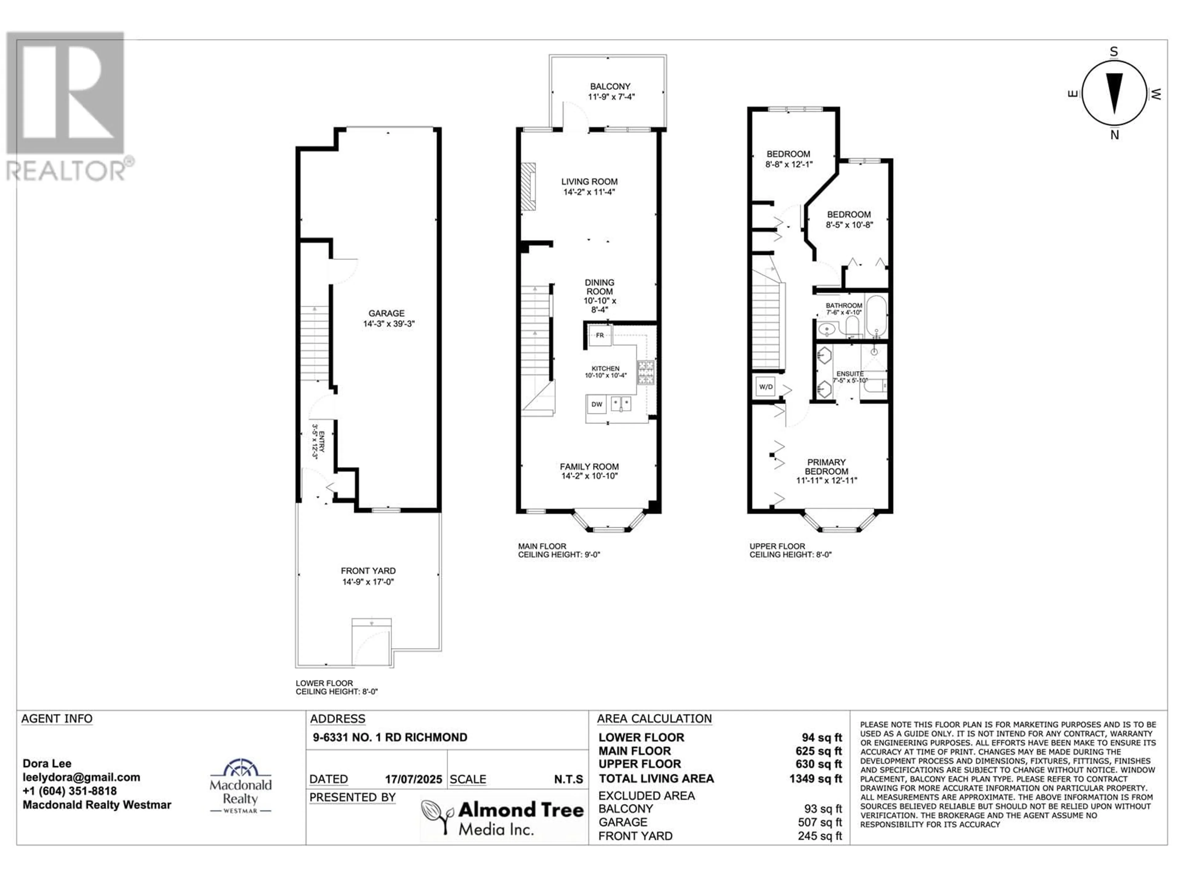 Floor plan for 9 - 6331 NO. 1 ROAD, Richmond British Columbia V7C1T4
