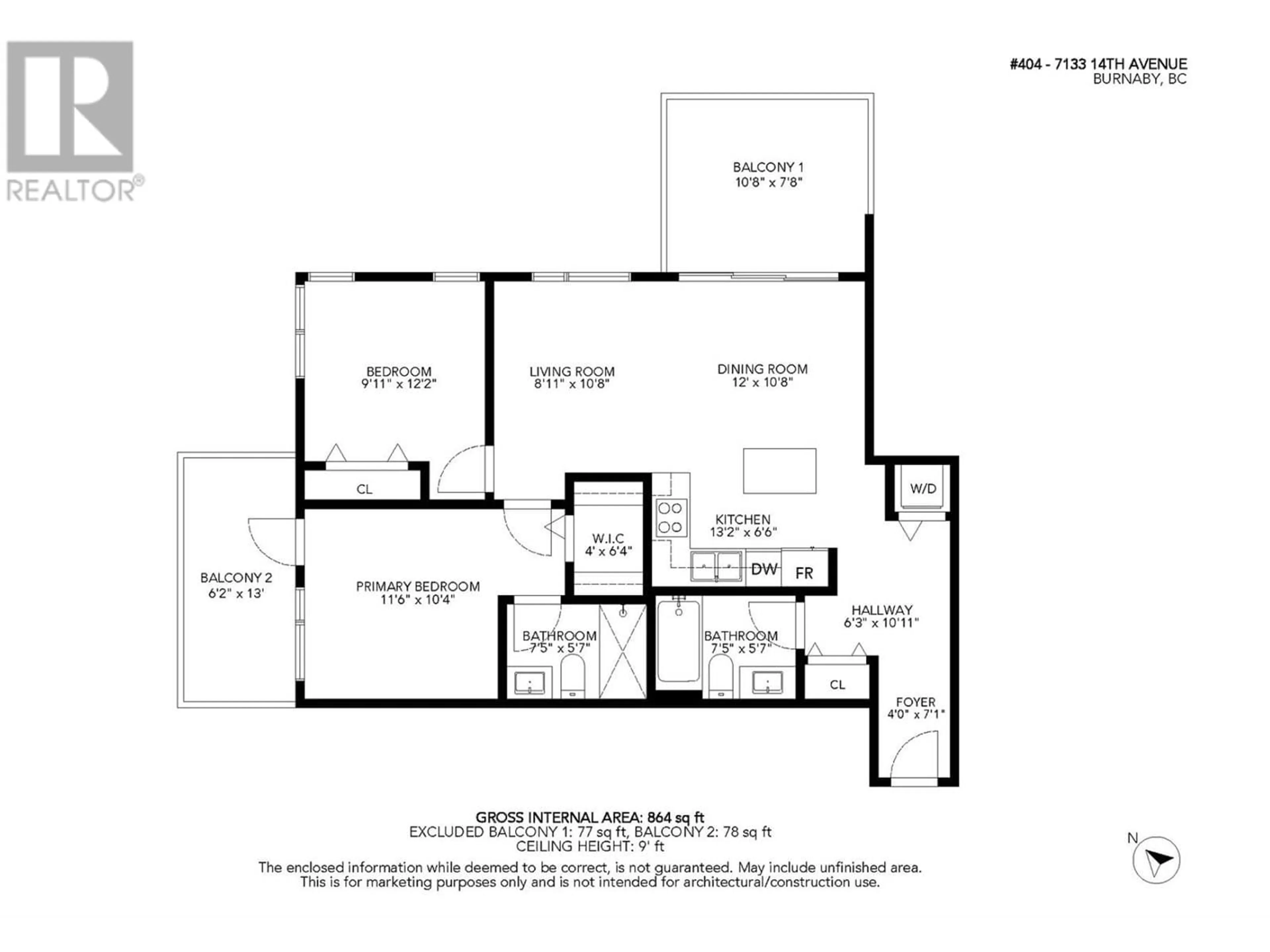 Floor plan for 404 - 7133 14TH AVENUE, Burnaby British Columbia V3N0H5