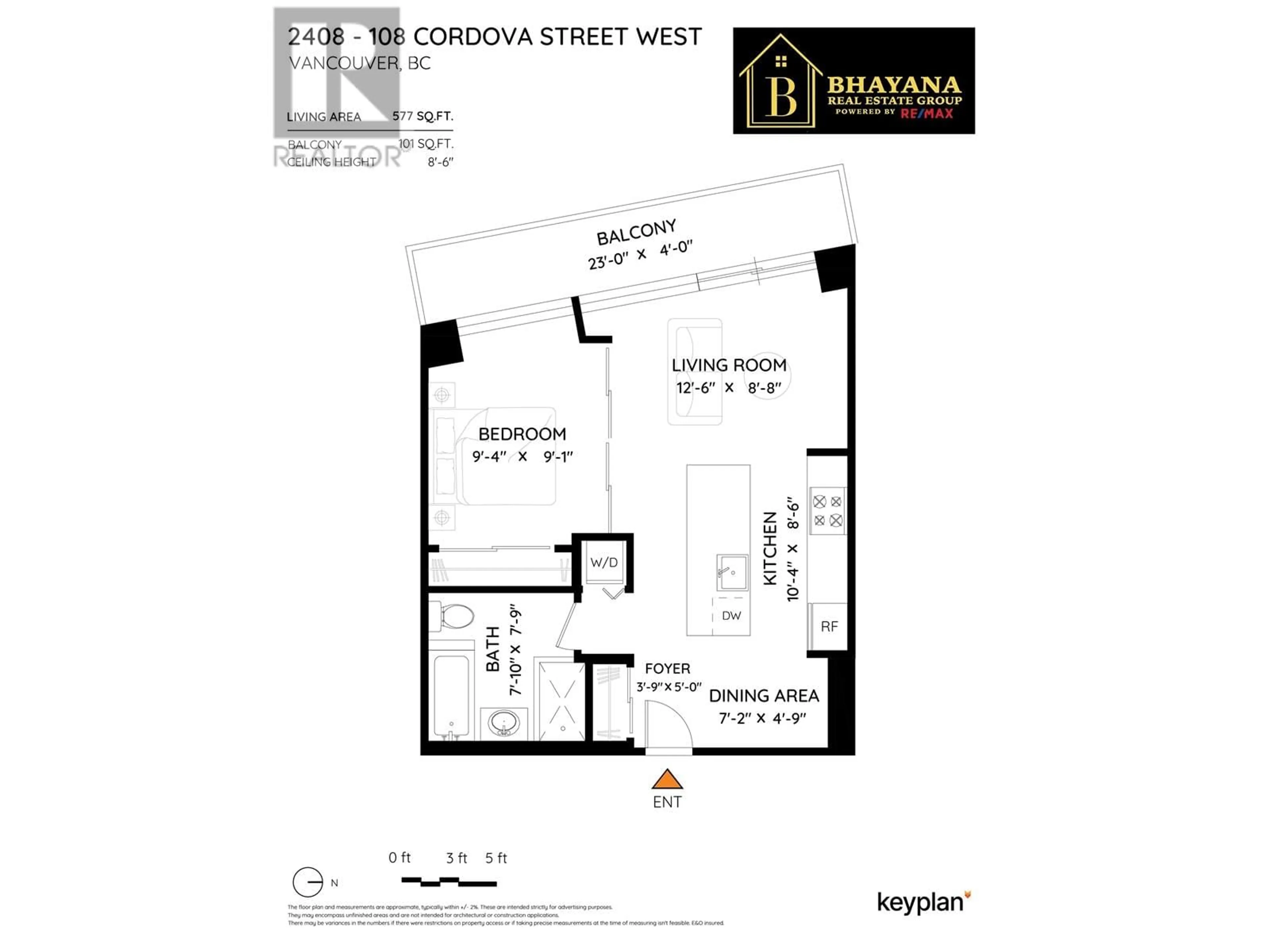 Floor plan for 2408 - 108 CORDOVA STREET, Vancouver British Columbia V6B0G5
