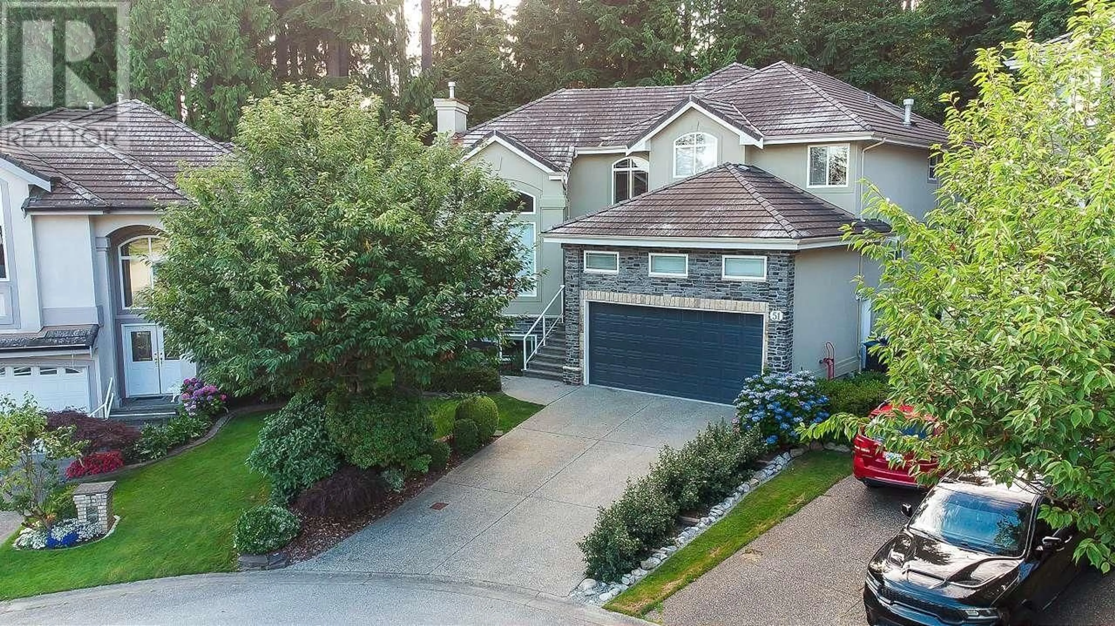 A pic from outside/outdoor area/front of a property/back of a property/a pic from drone, street for 51 WILKES CREEK DRIVE, Port Moody British Columbia V3H4Z9