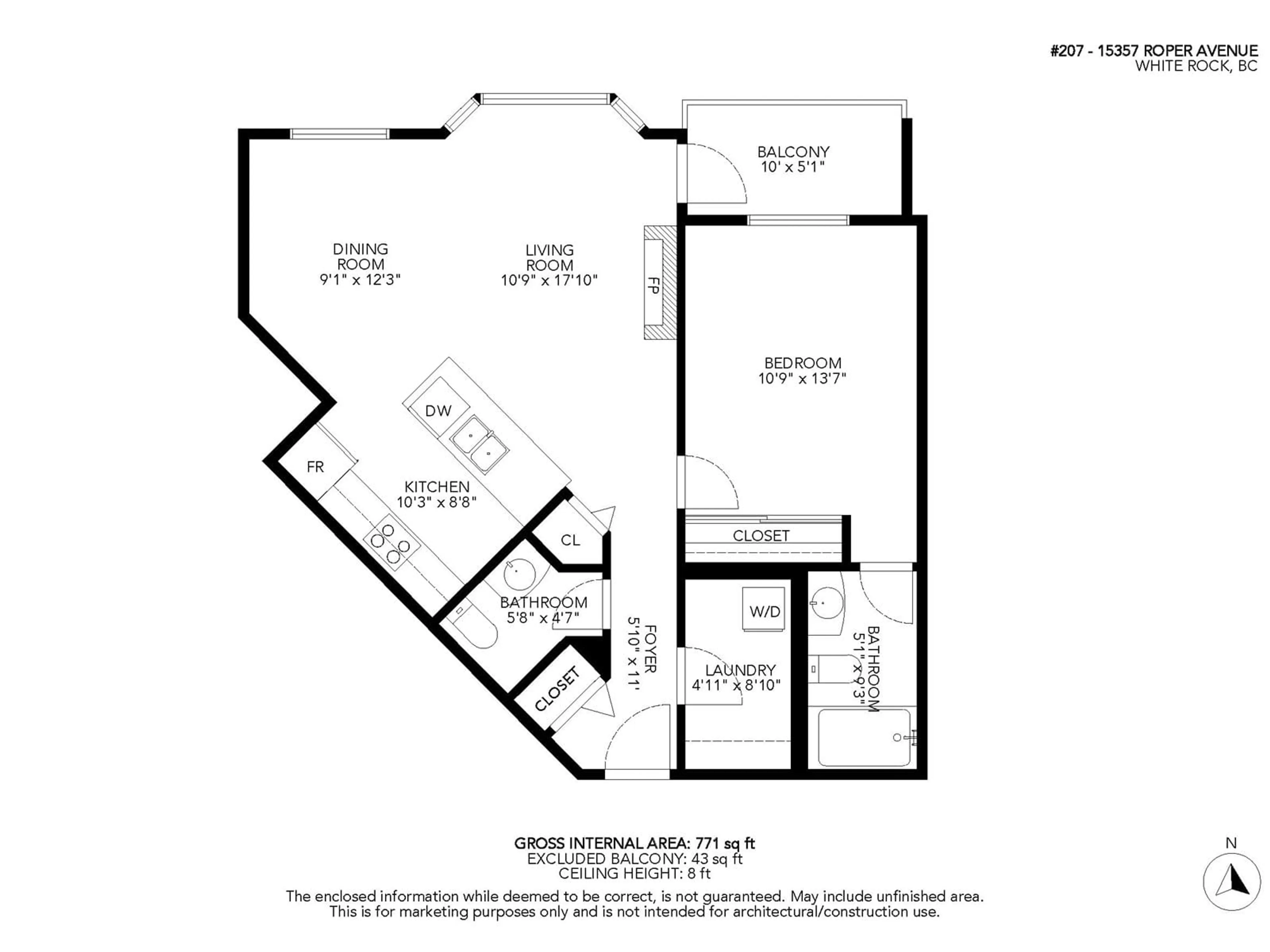 Floor plan for 207 - 15357 ROPER, White Rock British Columbia V4B2G2