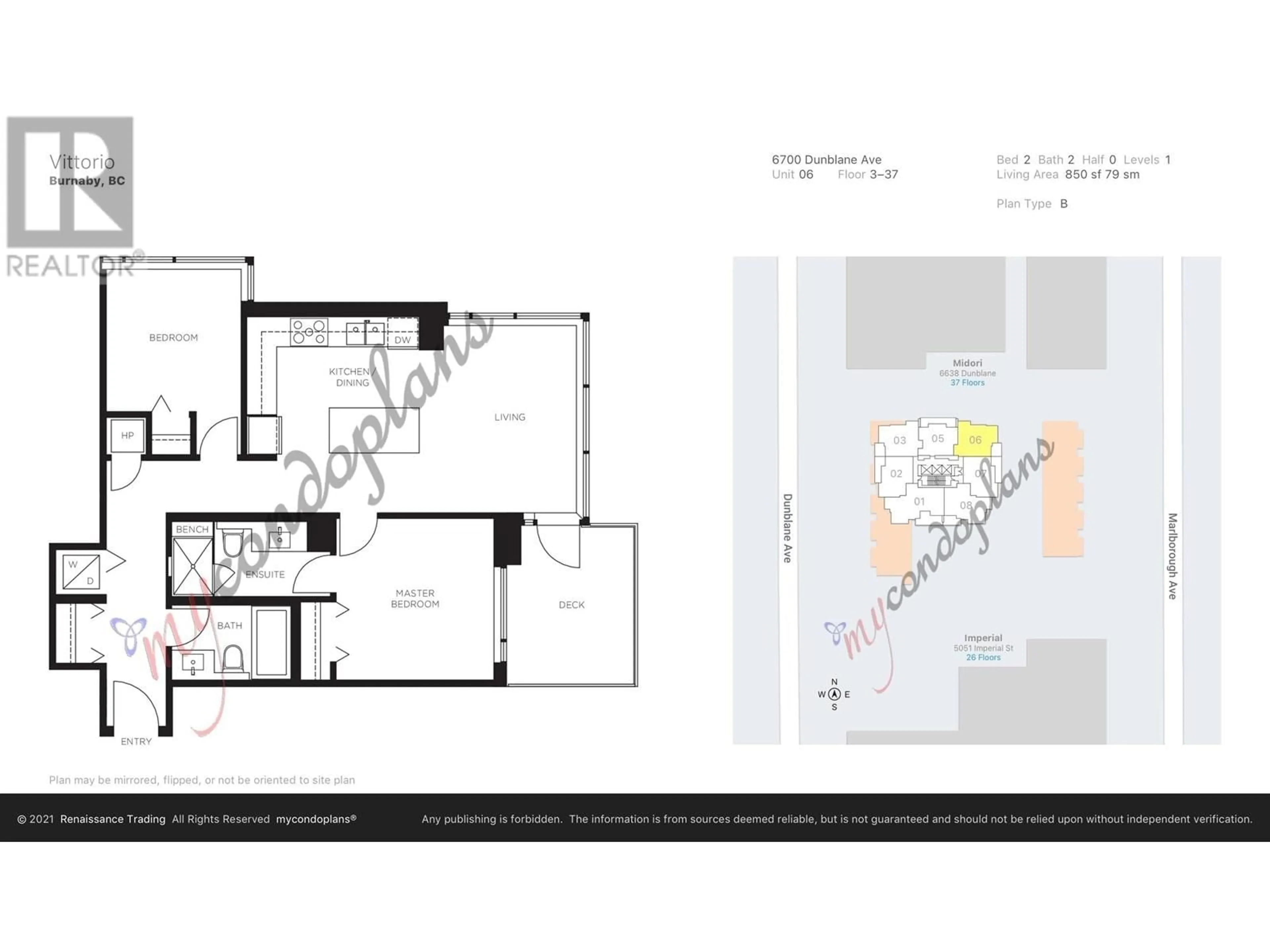 Floor plan for 1806 - 6700 DUNBLANE AVENUE, Burnaby British Columbia V5H0J3