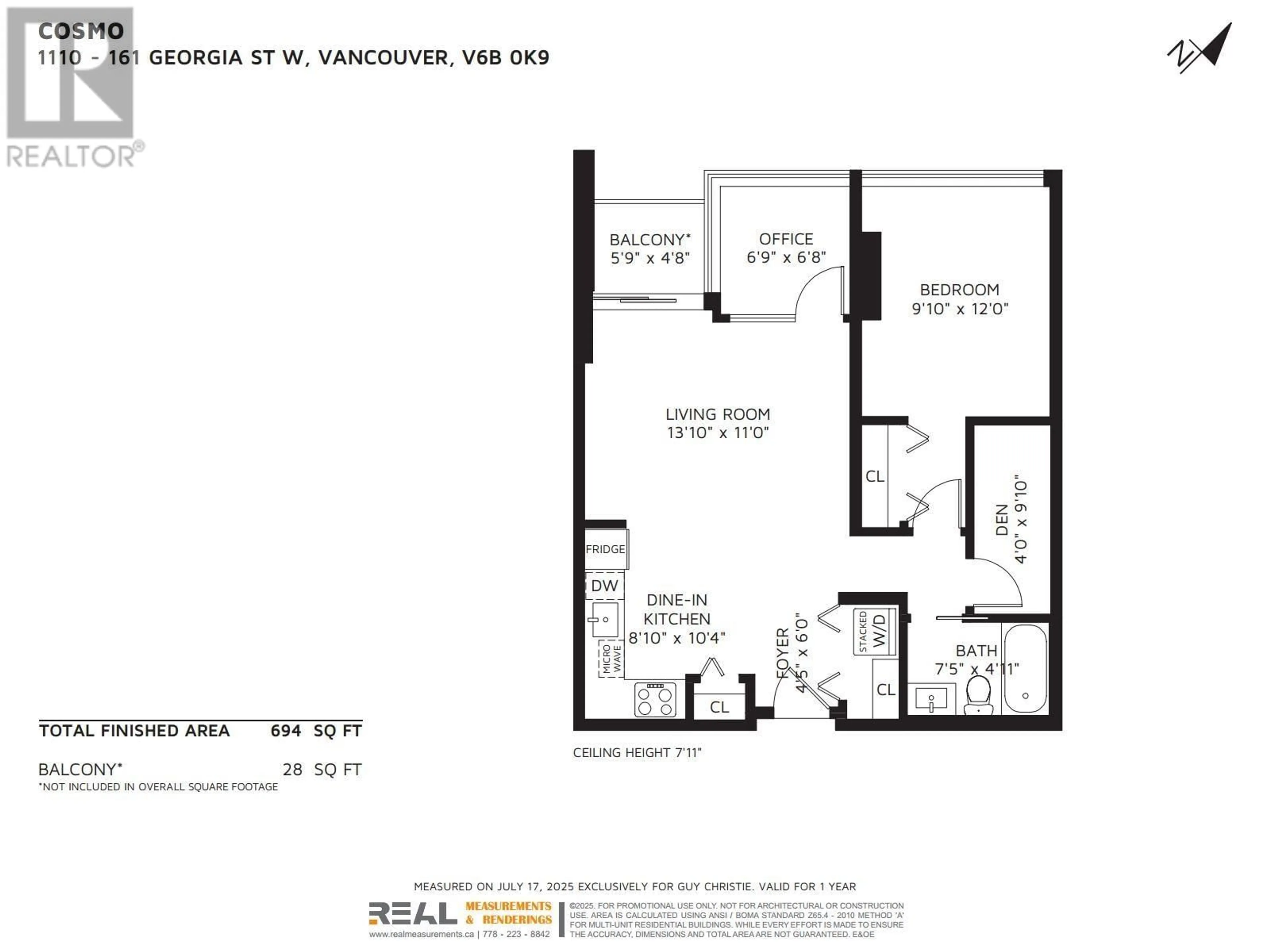 Floor plan for 1110 - 161 GEORGIA STREET, Vancouver British Columbia V6B0K9