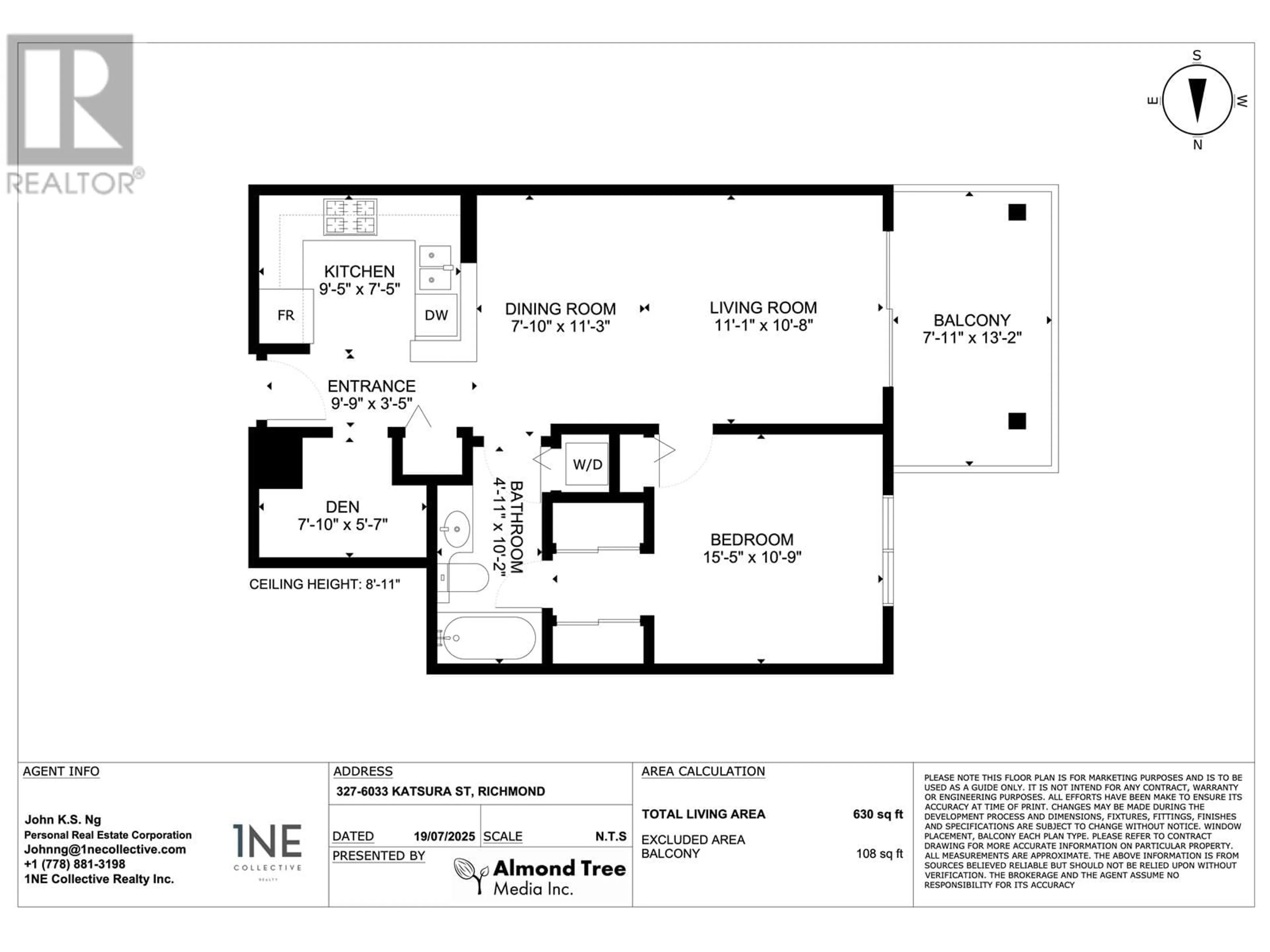 Floor plan for 327 - 6033 KATSURA STREET, Richmond British Columbia V6Y0B3