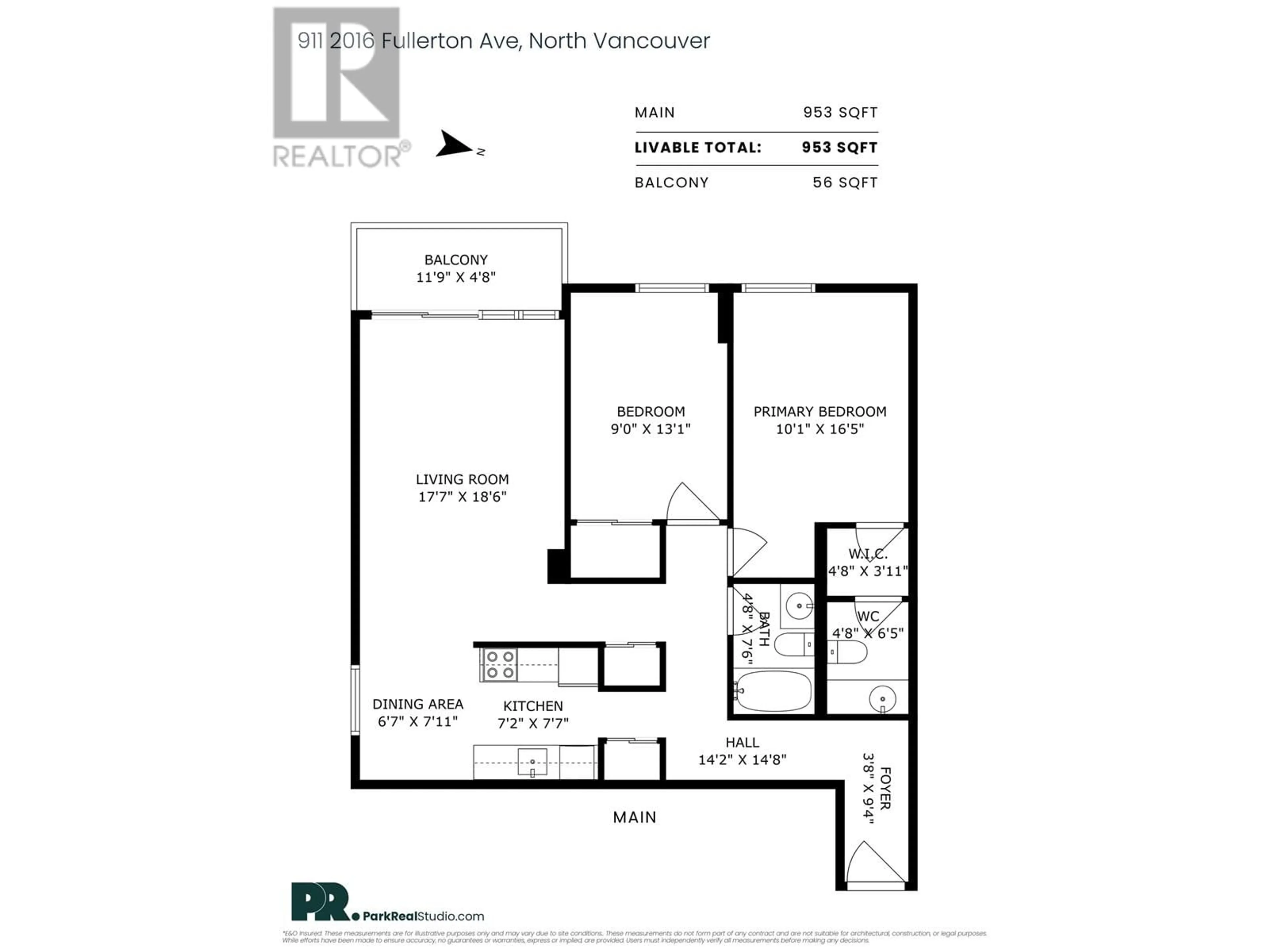 Floor plan for 911 - 2016 FULLERTON AVENUE, North Vancouver British Columbia V7P3E6