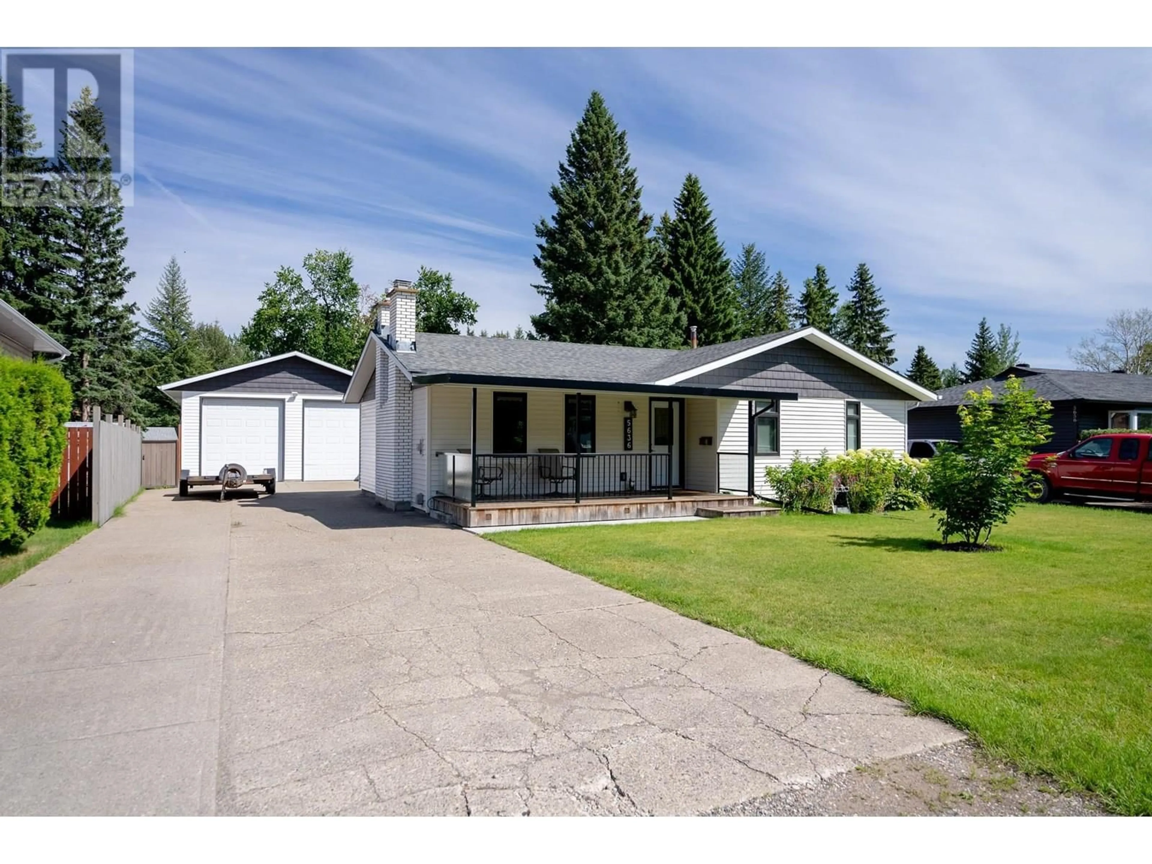 Home with vinyl exterior material, street for 5636 SIMON FRASER AVENUE, Prince George British Columbia V2N2C3
