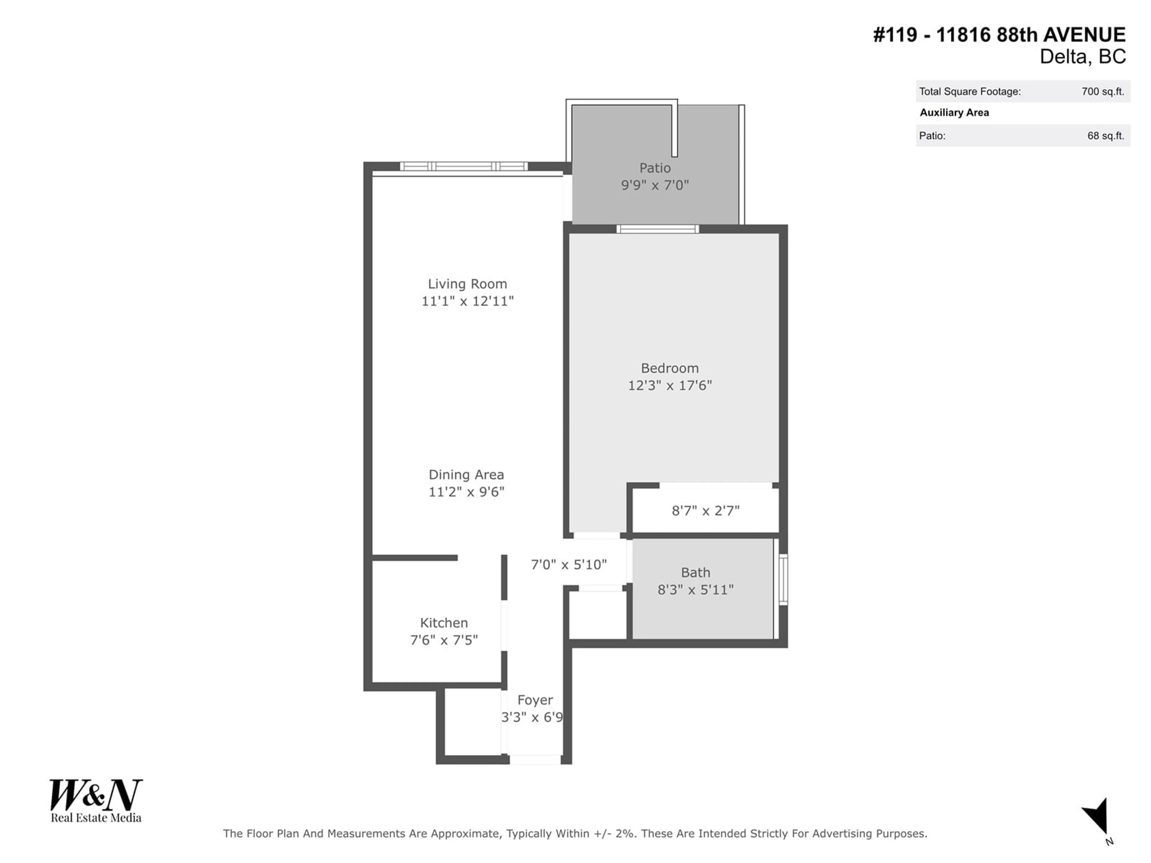 Floor plan for 119 - 11816 88, Delta British Columbia V4C3C5