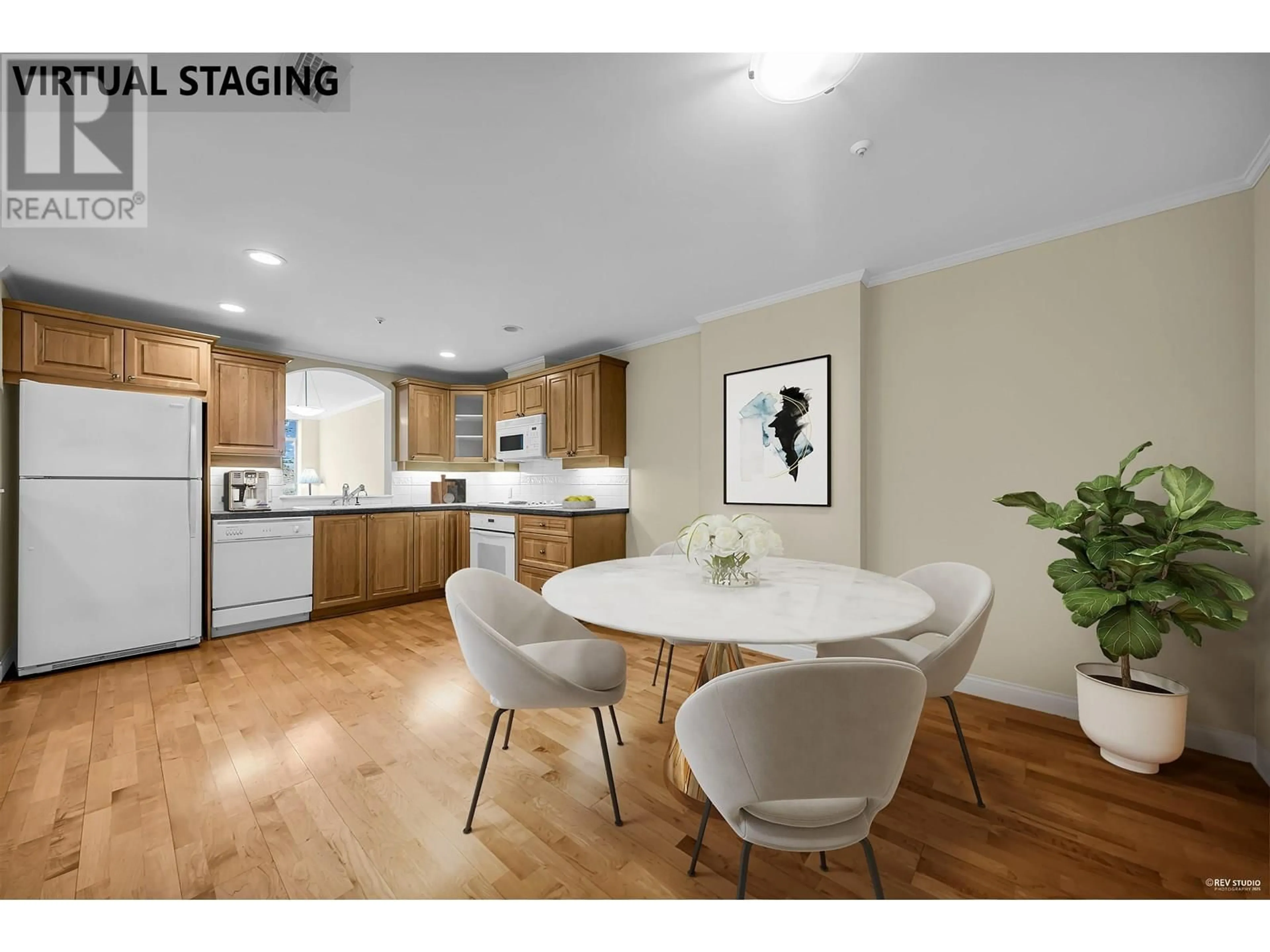 Open concept kitchen, wood/laminate floor for 302 - 5700 LARCH STREET, Vancouver British Columbia V6M4E2