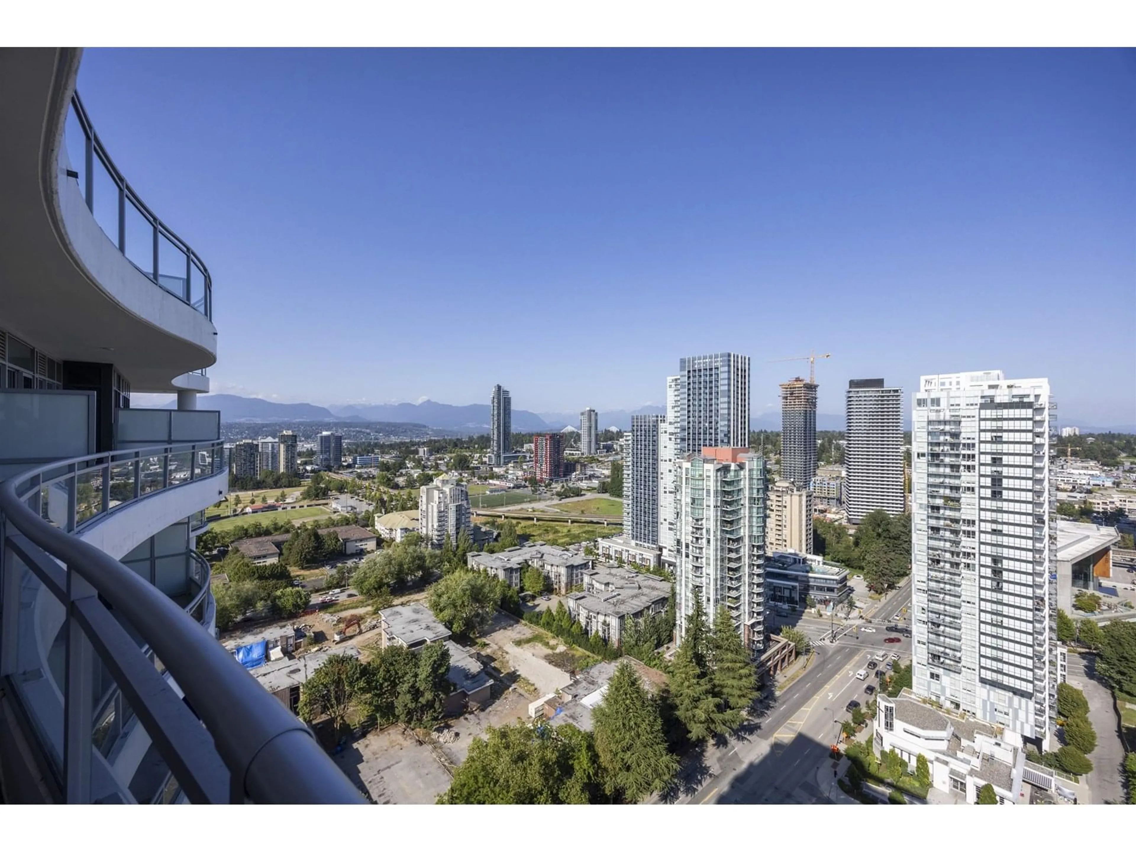 A pic from outside/outdoor area/front of a property/back of a property/a pic from drone, city buildings view from balcony for 2605 - 13318 104, Surrey British Columbia V3T0R2