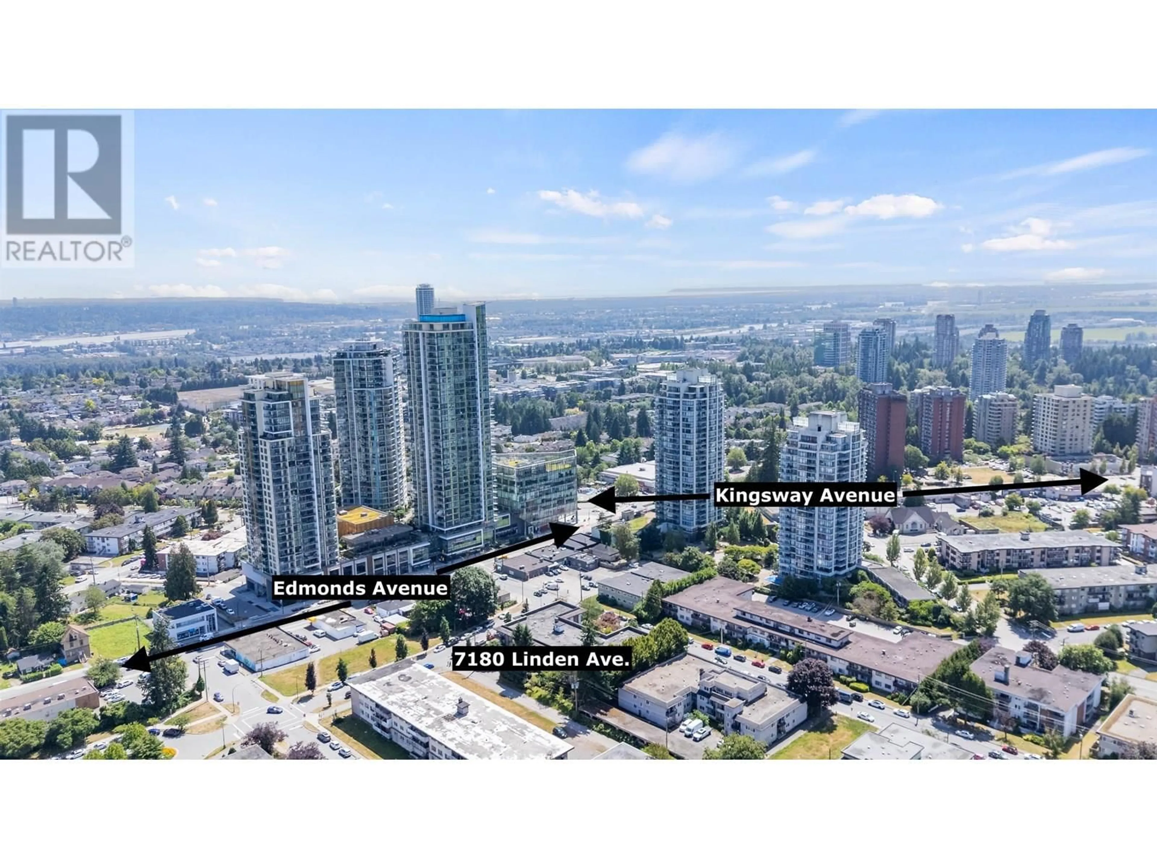 A pic from outside/outdoor area/front of a property/back of a property/a pic from drone, city buildings view from balcony for 203 - 7180 LINDEN AVENUE, Burnaby British Columbia V5E3G6