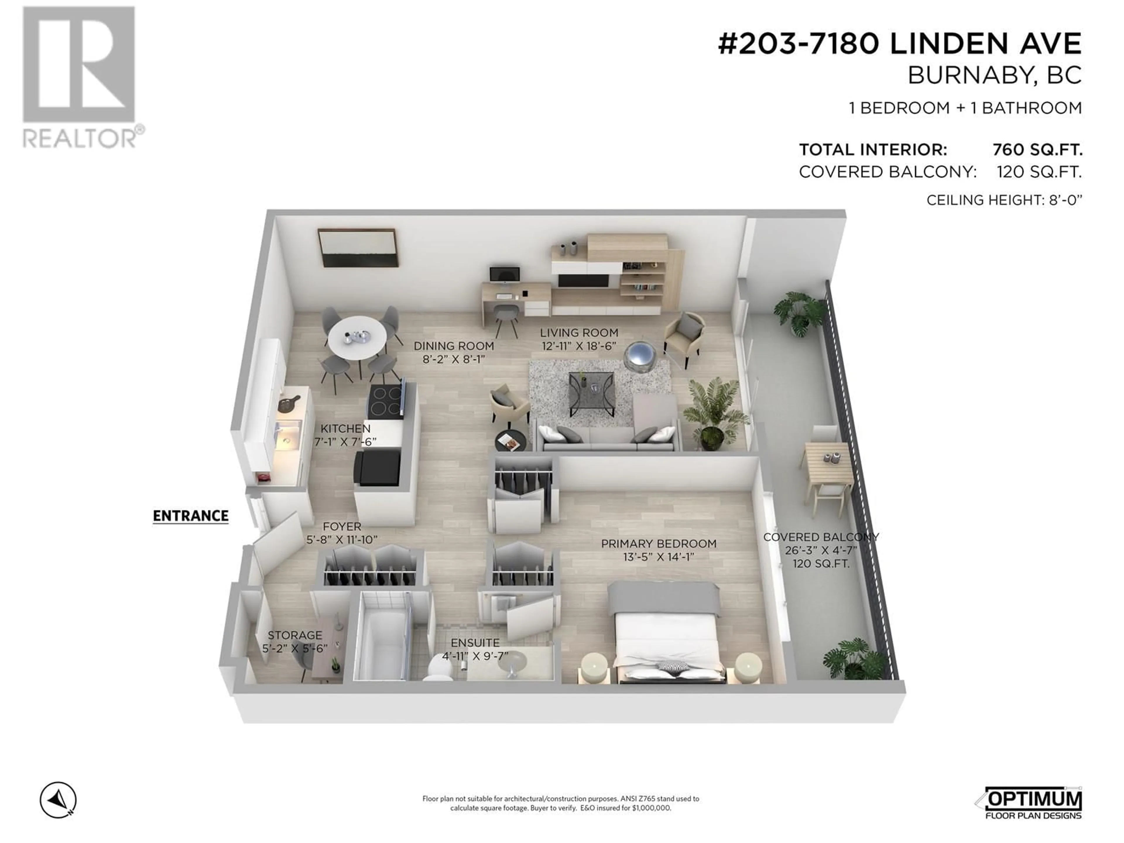 Floor plan for 203 - 7180 LINDEN AVENUE, Burnaby British Columbia V5E3G6