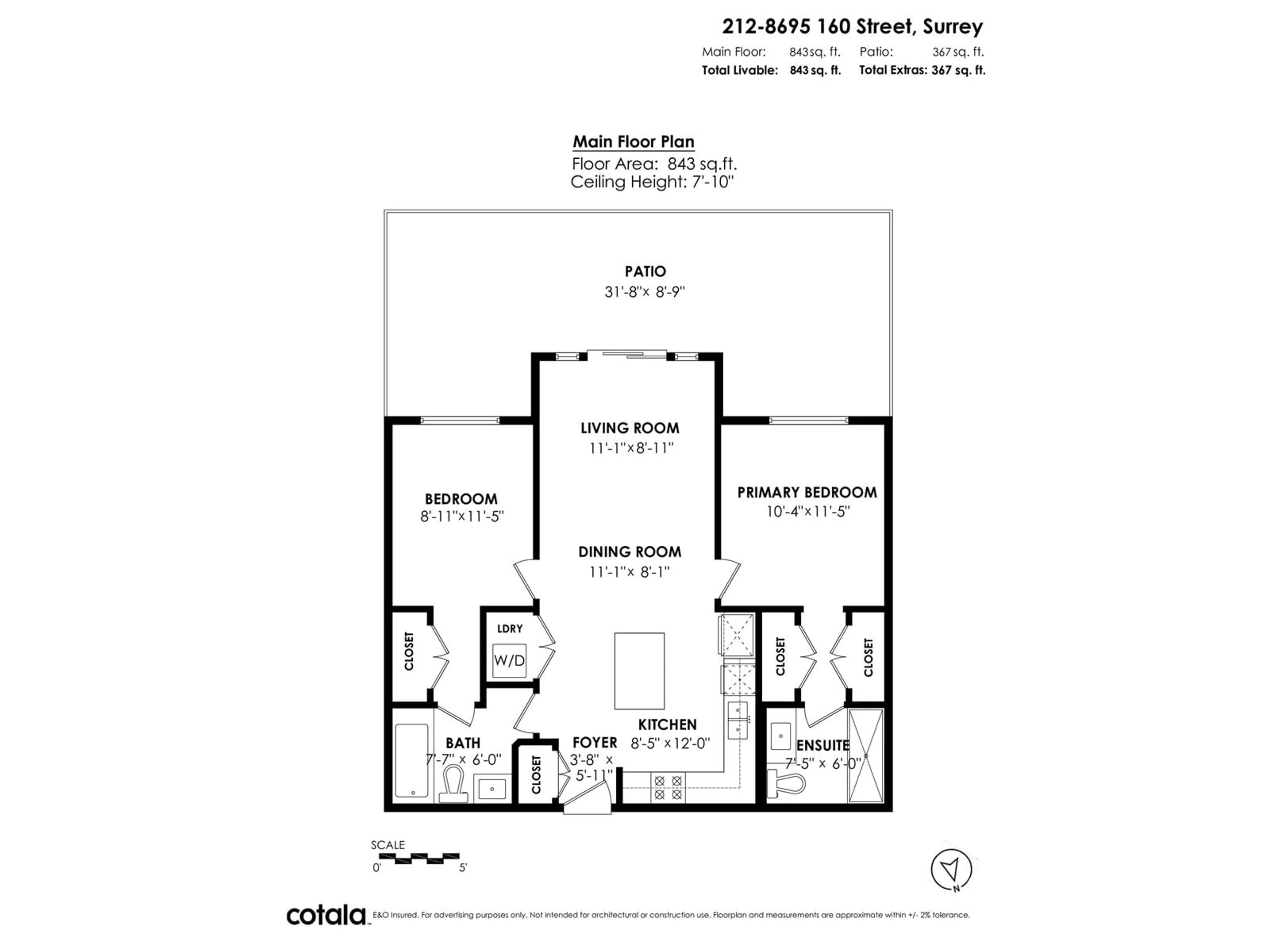 Floor plan for 212 - 8695 160, Surrey British Columbia V4N6L6