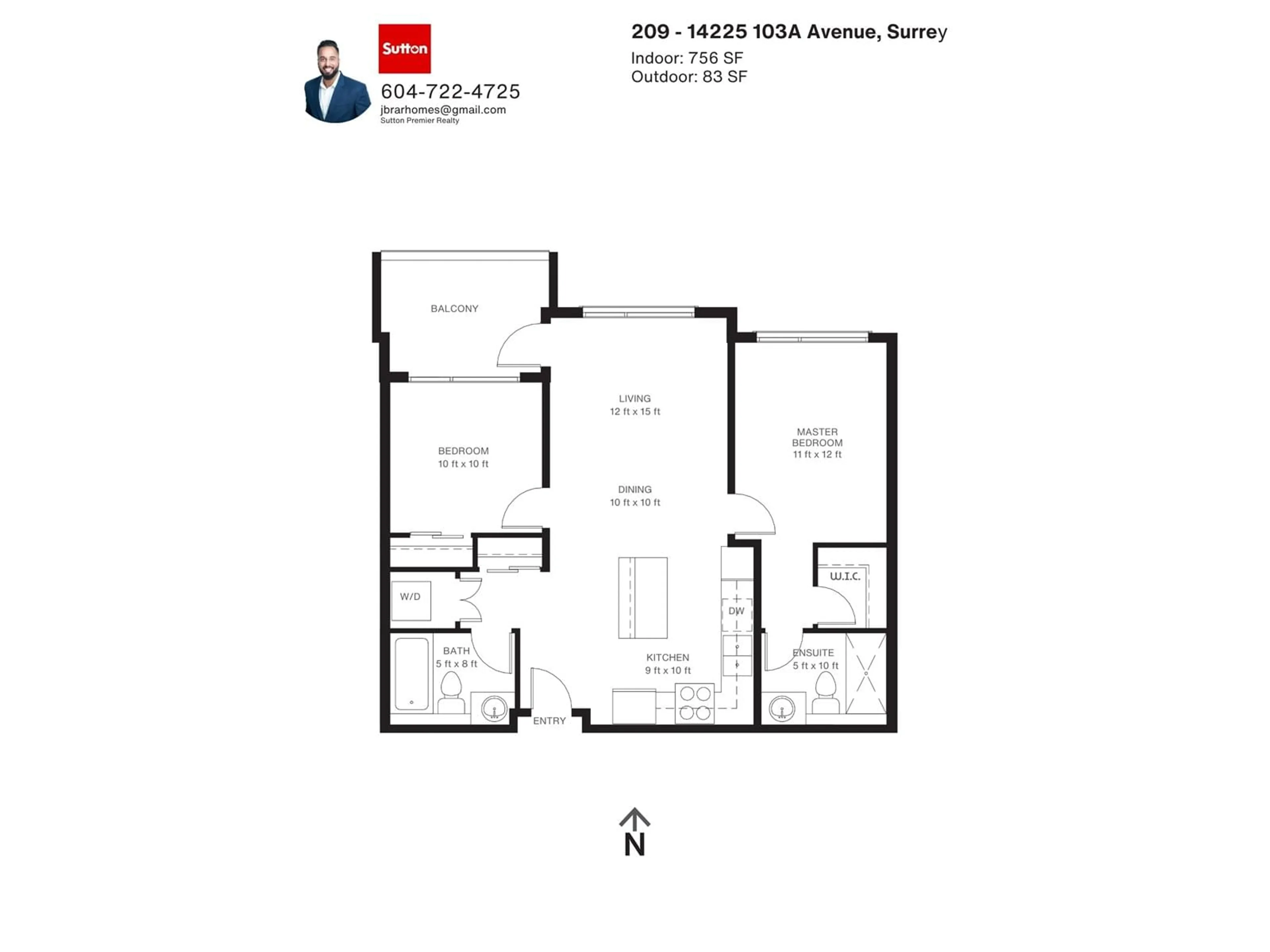 Floor plan for 209 - 14225 103A, Surrey British Columbia V3T1T1