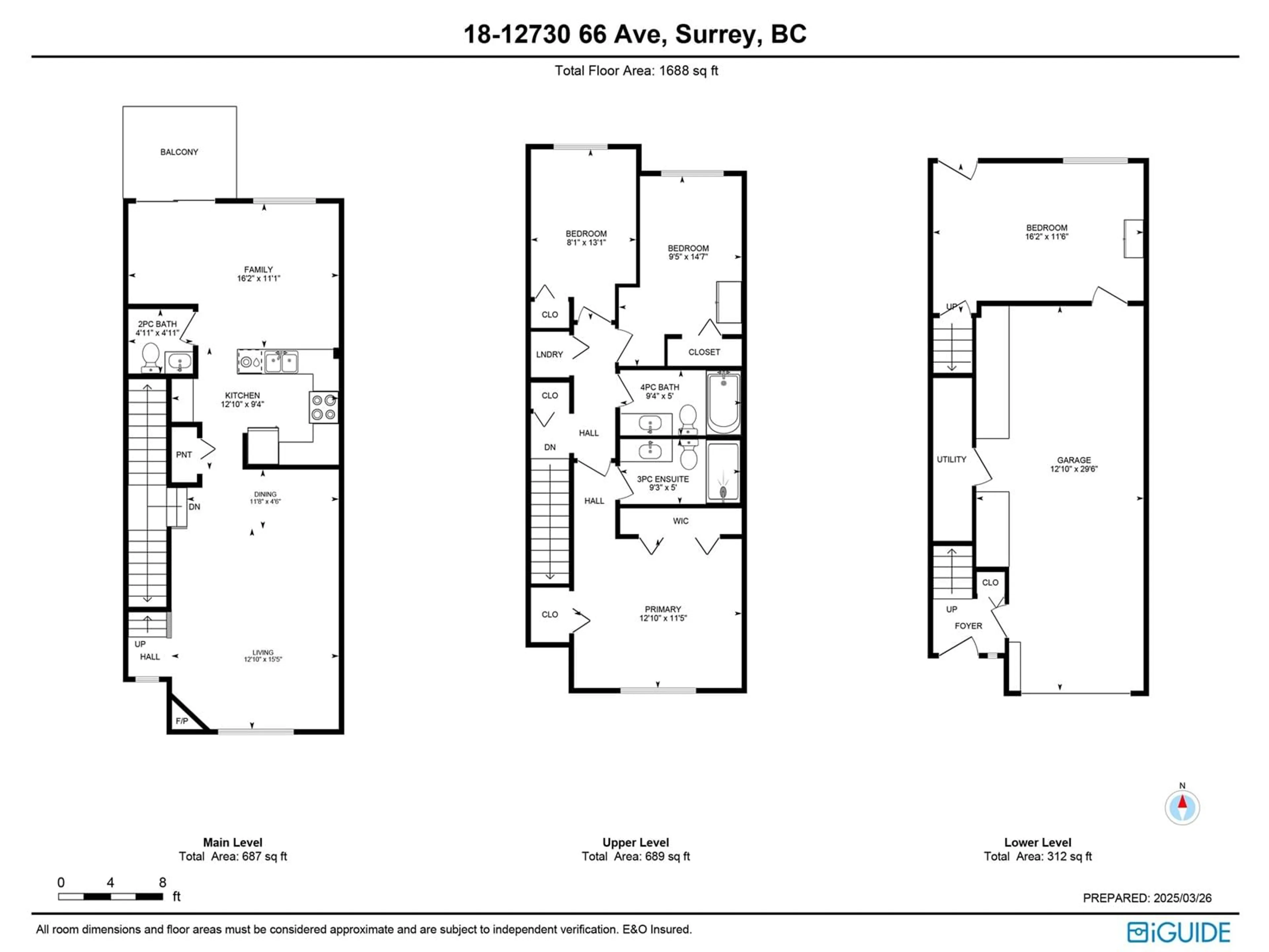 Floor plan for 18 - 12730 66, Surrey British Columbia V3W2A9