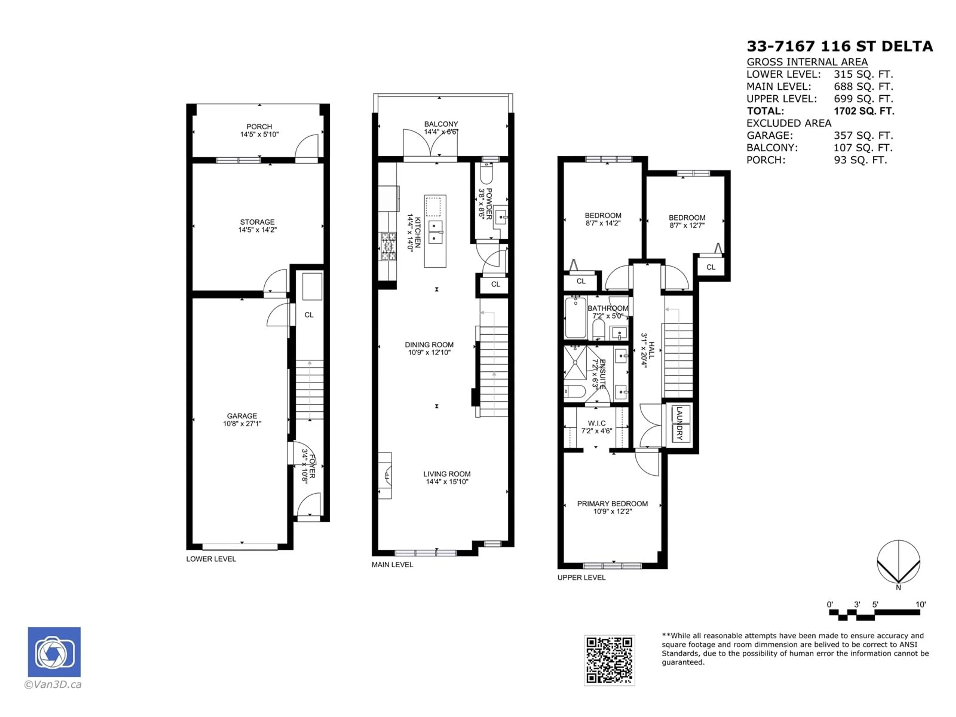 Floor plan for 33 - 7167 116, Delta British Columbia V4E0A6