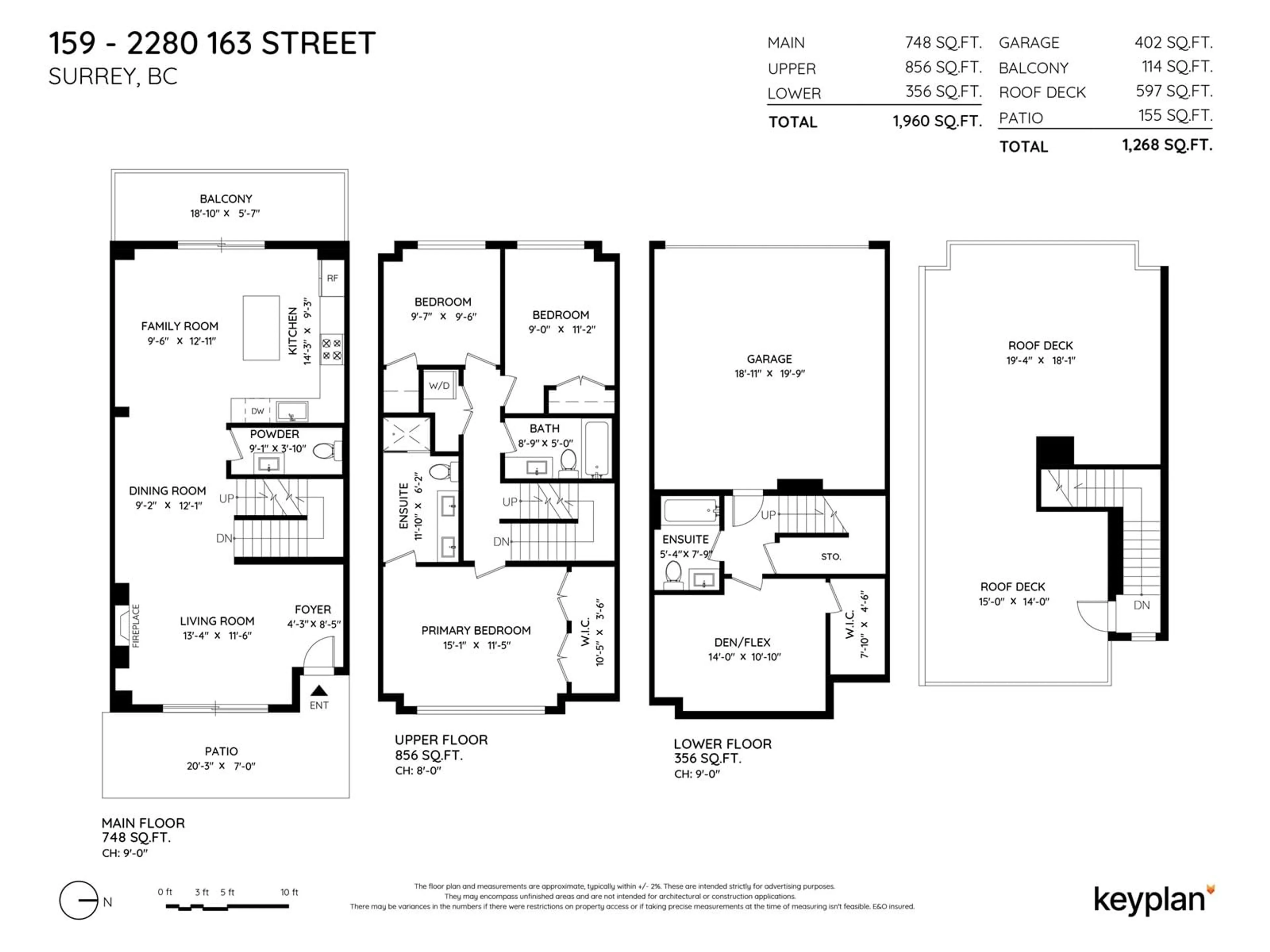 Floor plan for 159 - 2280 163, Surrey British Columbia V3Z0S5