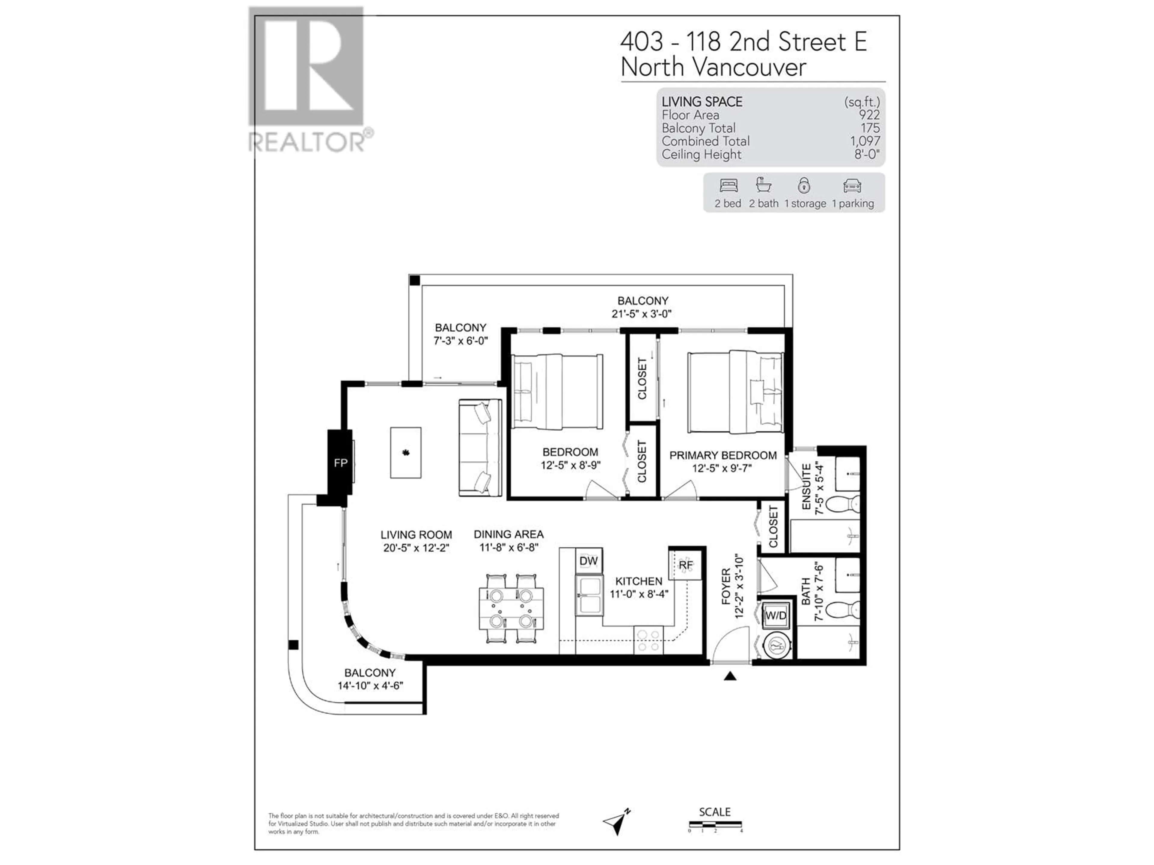 Floor plan for 403 - 118 2ND STREET, North Vancouver British Columbia V7L1C3