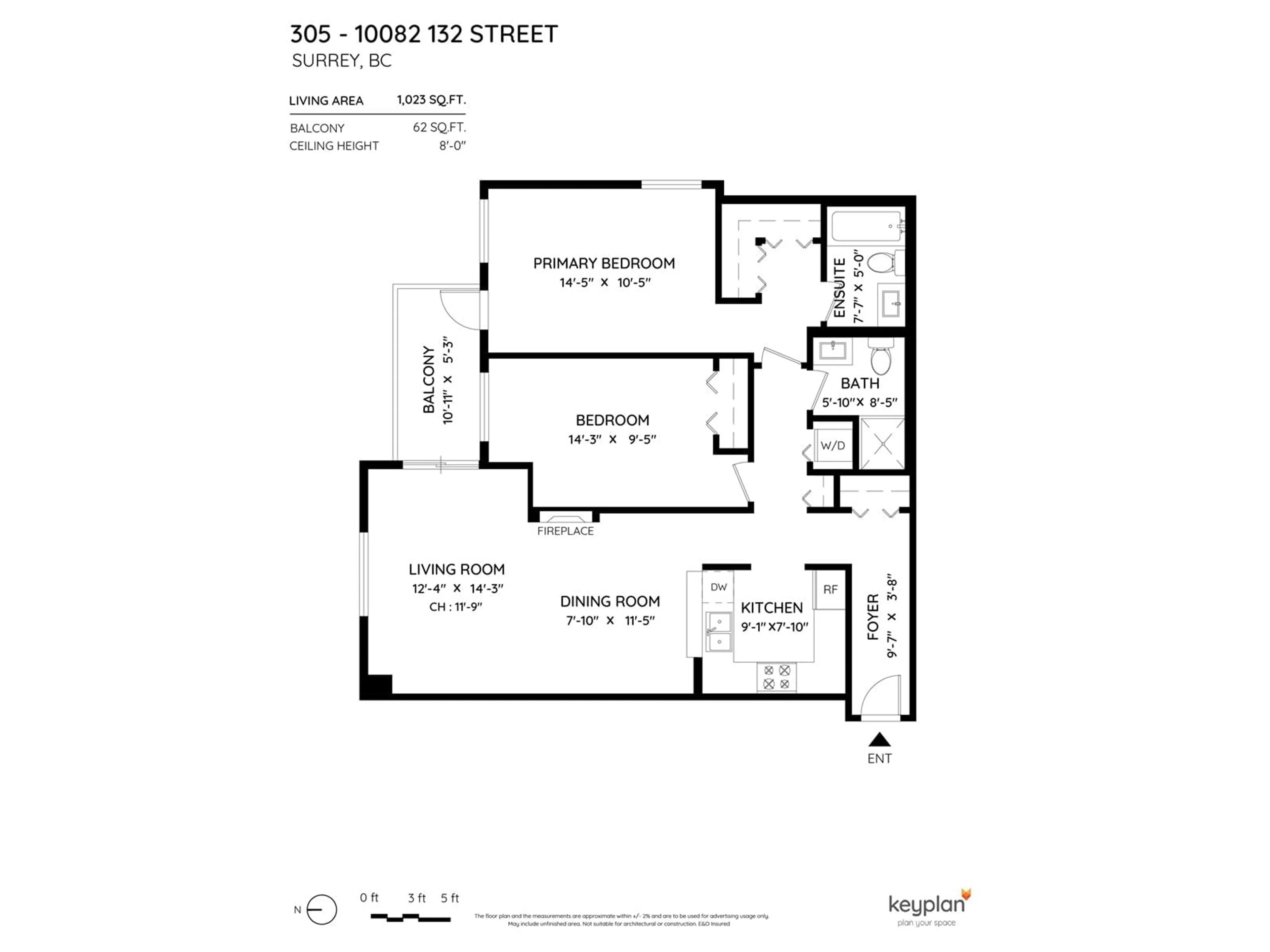 Floor plan for 305 - 10082 132, Surrey British Columbia V3T5V3