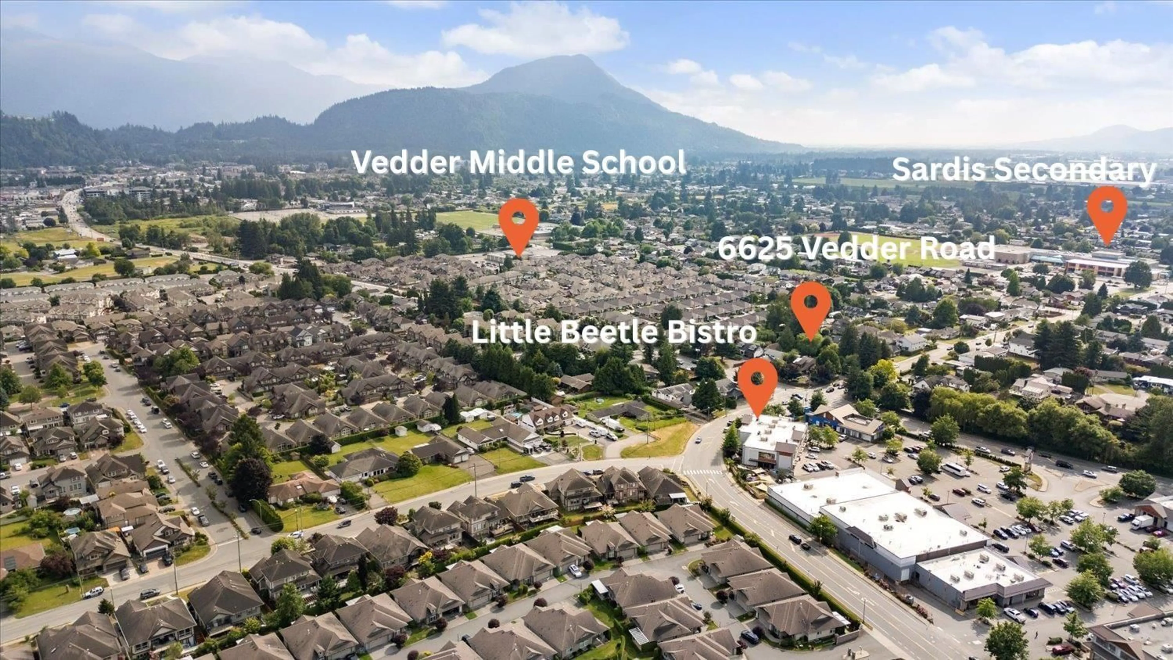 A pic from outside/outdoor area/front of a property/back of a property/a pic from drone, street for 6625 VEDDER ROAD, Chilliwack British Columbia V2R1C9