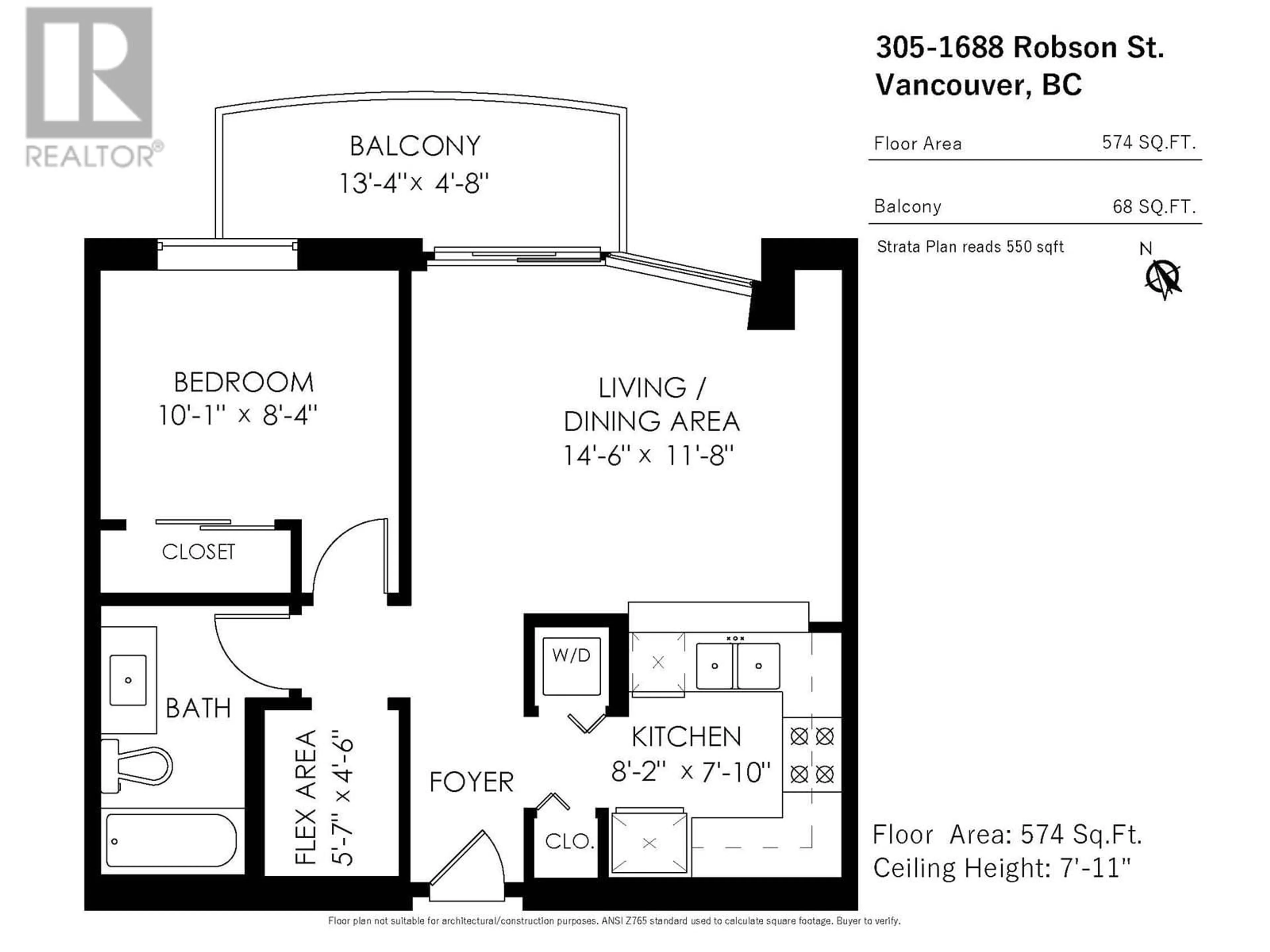 Floor plan for 305 - 1688 ROBSON STREET, Vancouver British Columbia V6G1C7