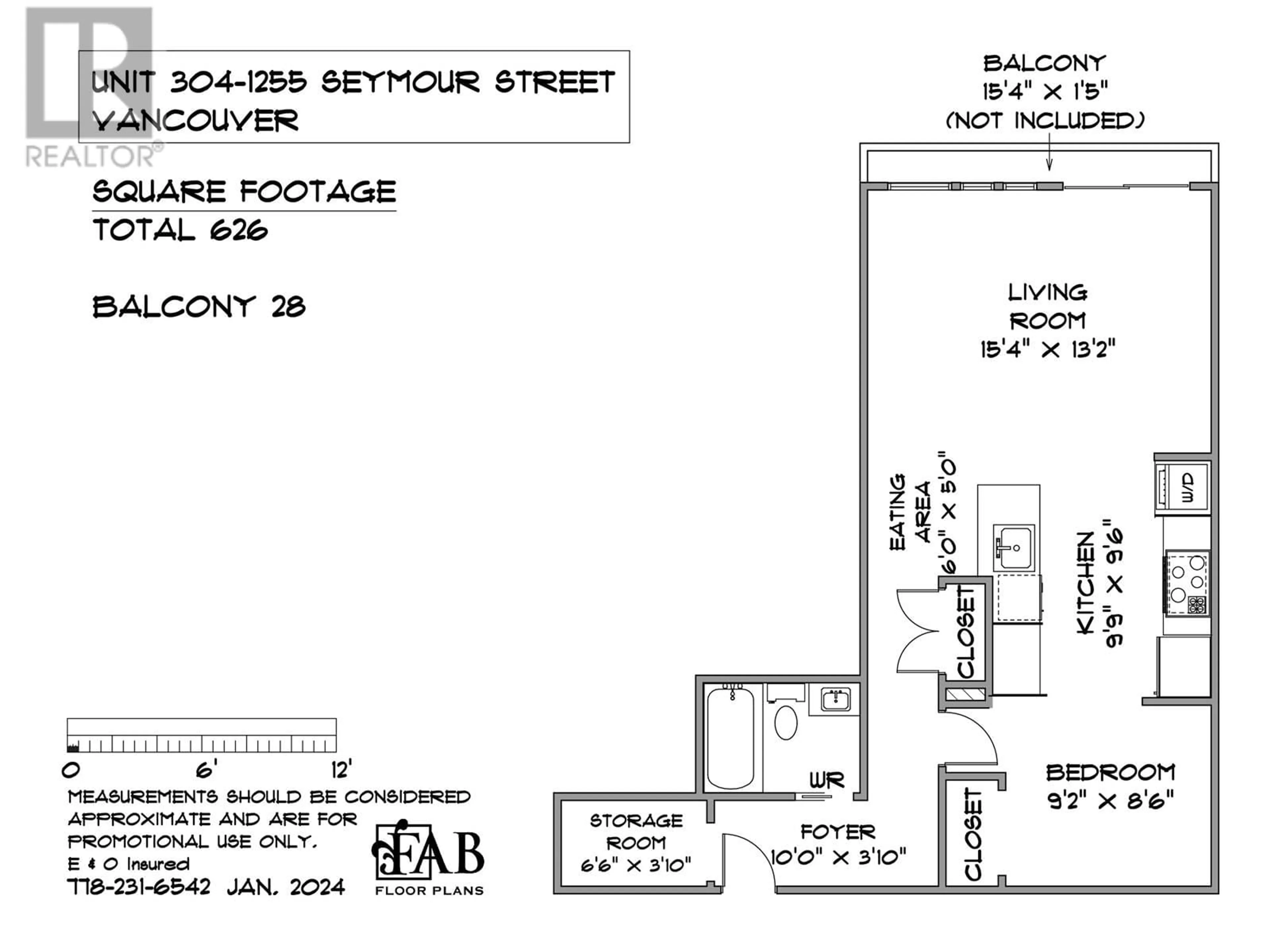 Floor plan for 304 - 1255 SEYMOUR STREET, Vancouver British Columbia V6B0H1