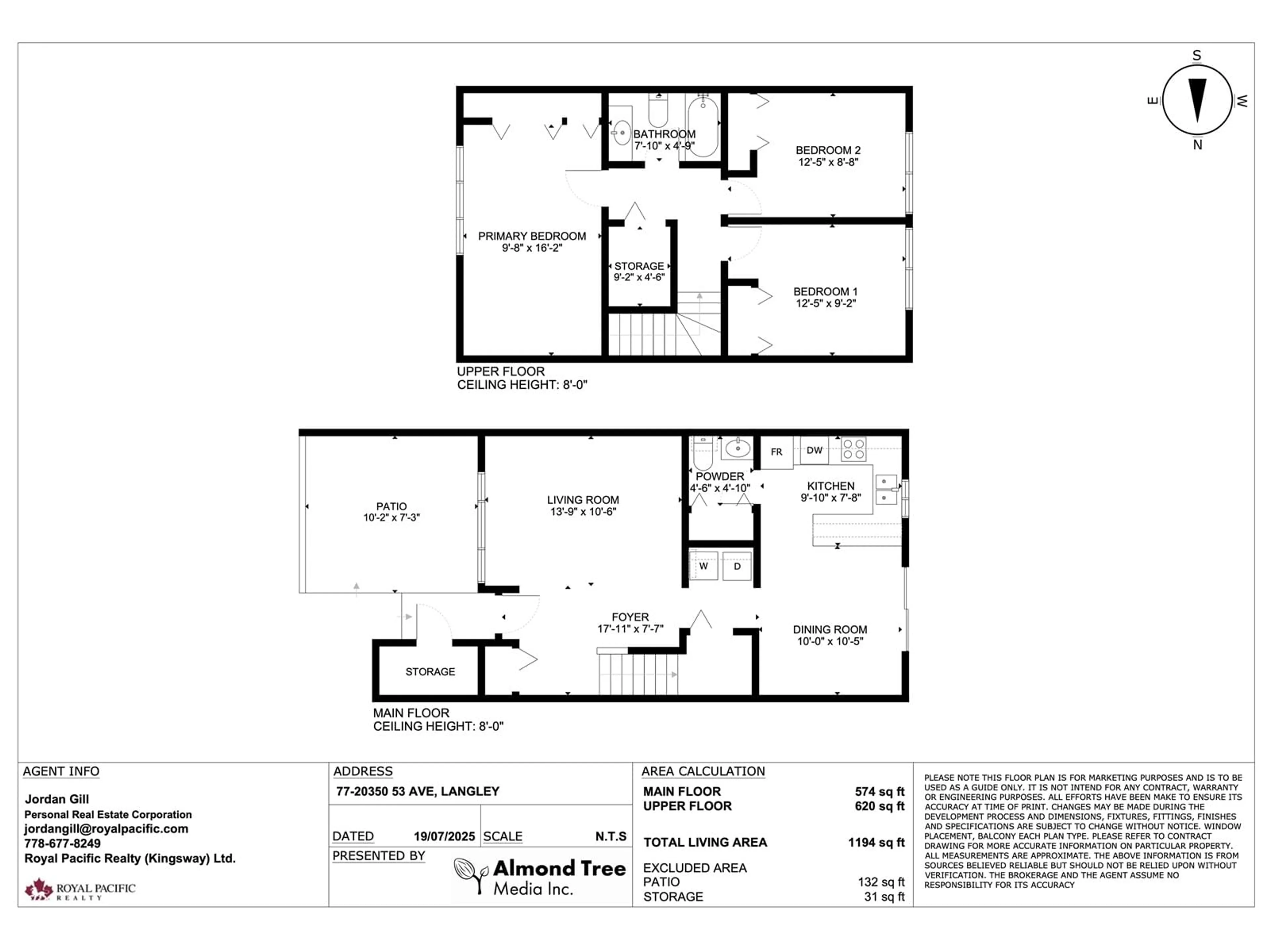 Floor plan for 77 - 20350 53, Langley British Columbia V3A5T9