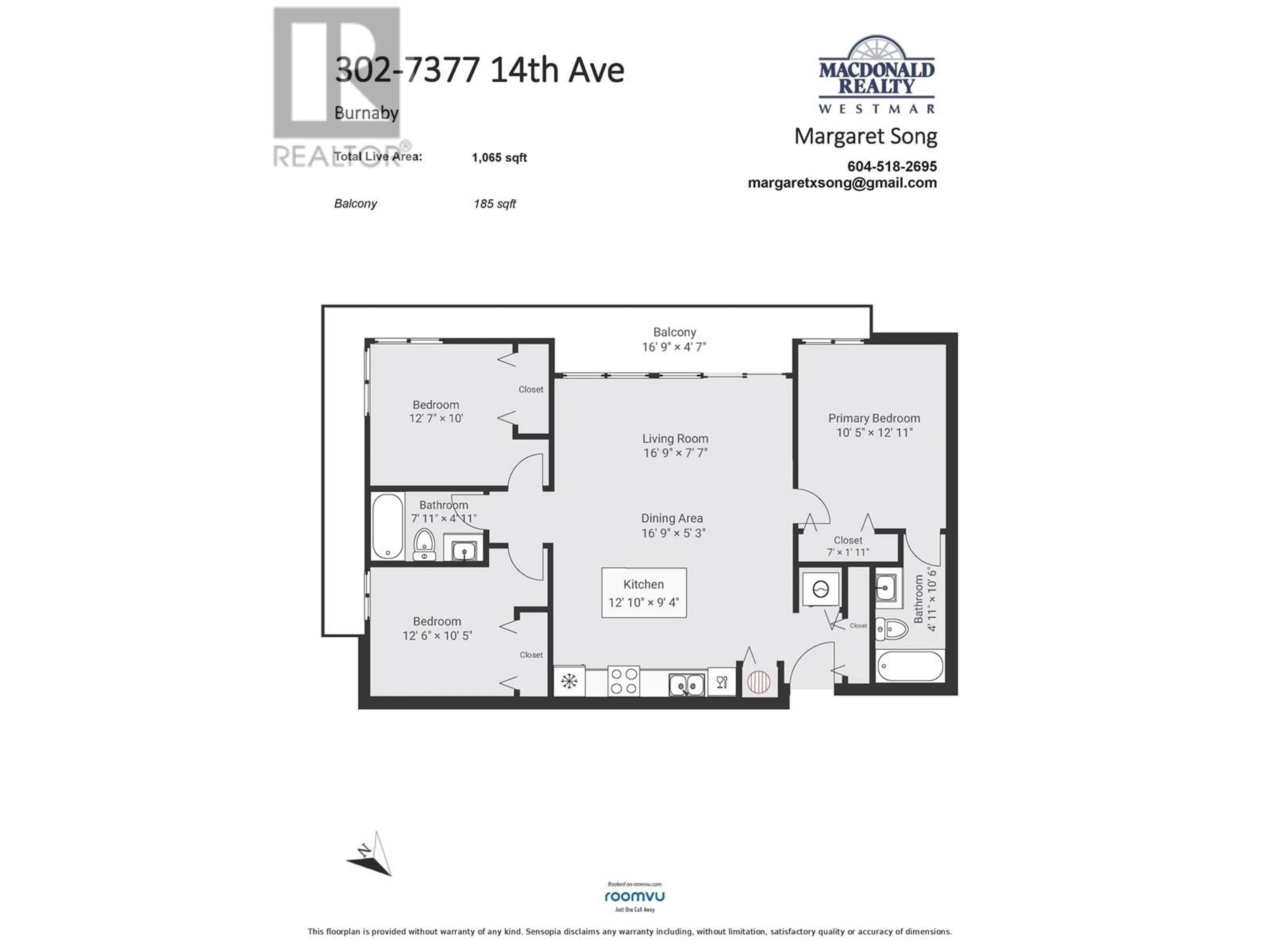 Floor plan for 302 - 7377 14TH AVENUE, Burnaby British Columbia V3N1Z7