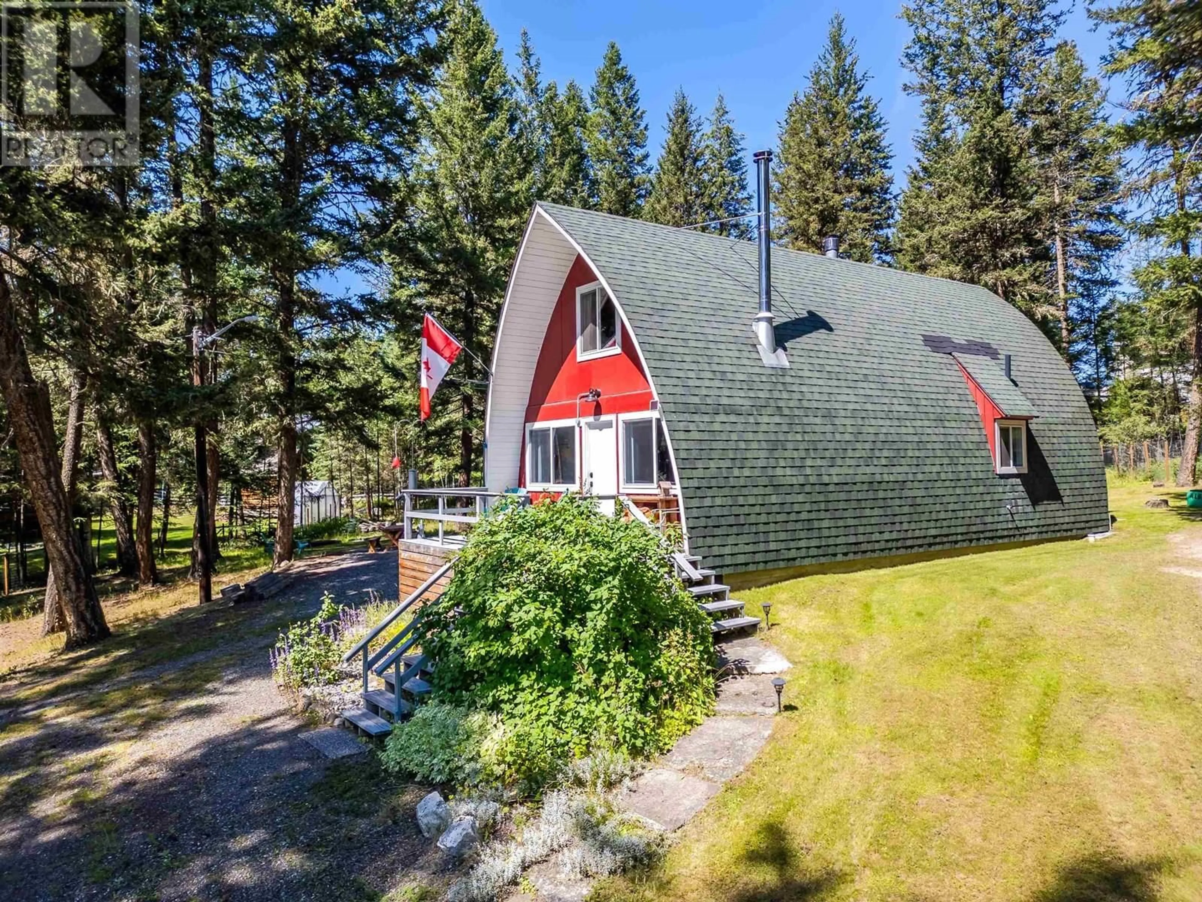 A pic from outside/outdoor area/front of a property/back of a property/a pic from drone, mountain view for 5176 KALLUM DRIVE, 108 Mile Ranch British Columbia V0K2Z0