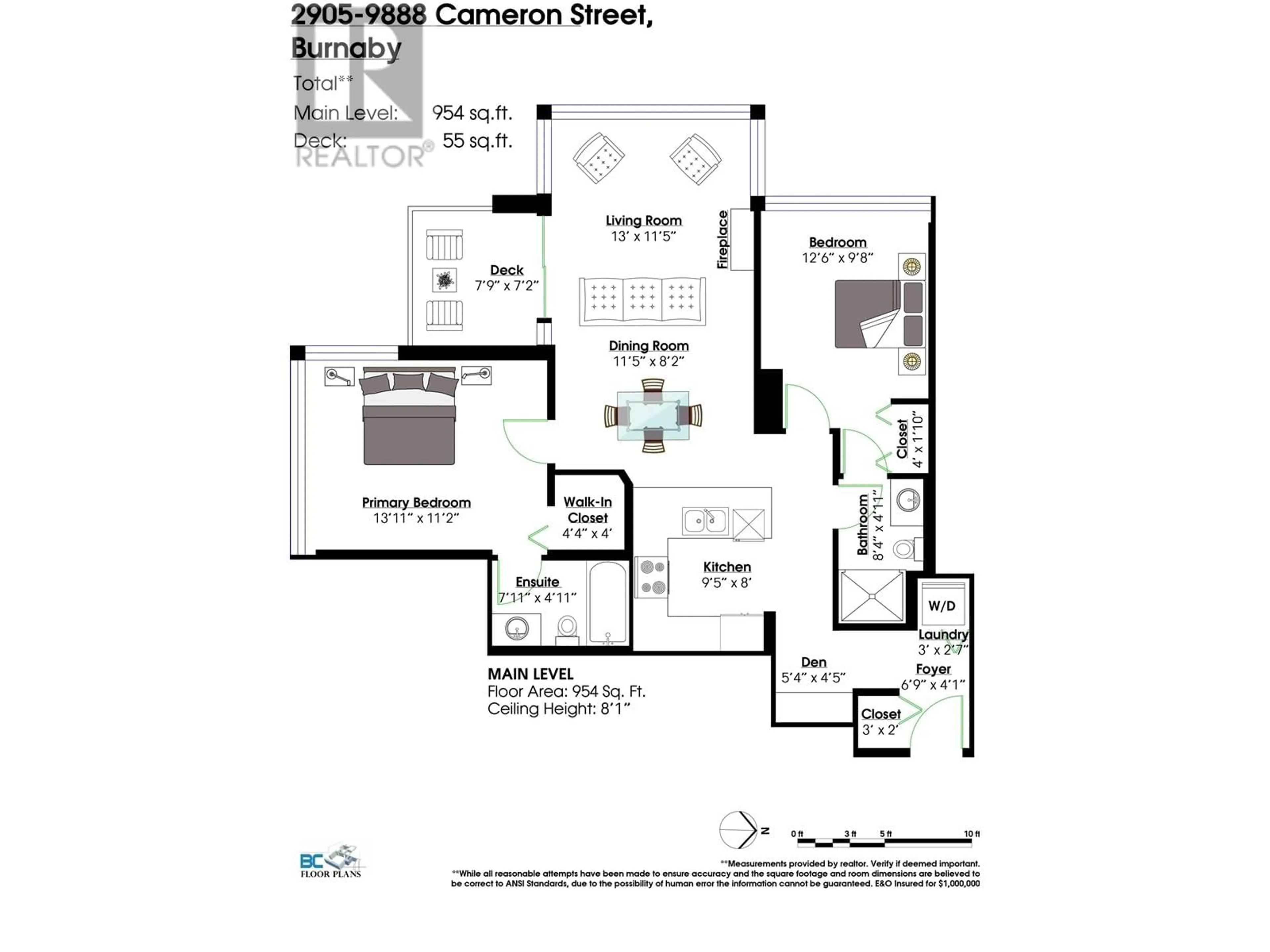 Floor plan for 2905 - 9888 CAMERON STREET, Burnaby British Columbia V3J0A4