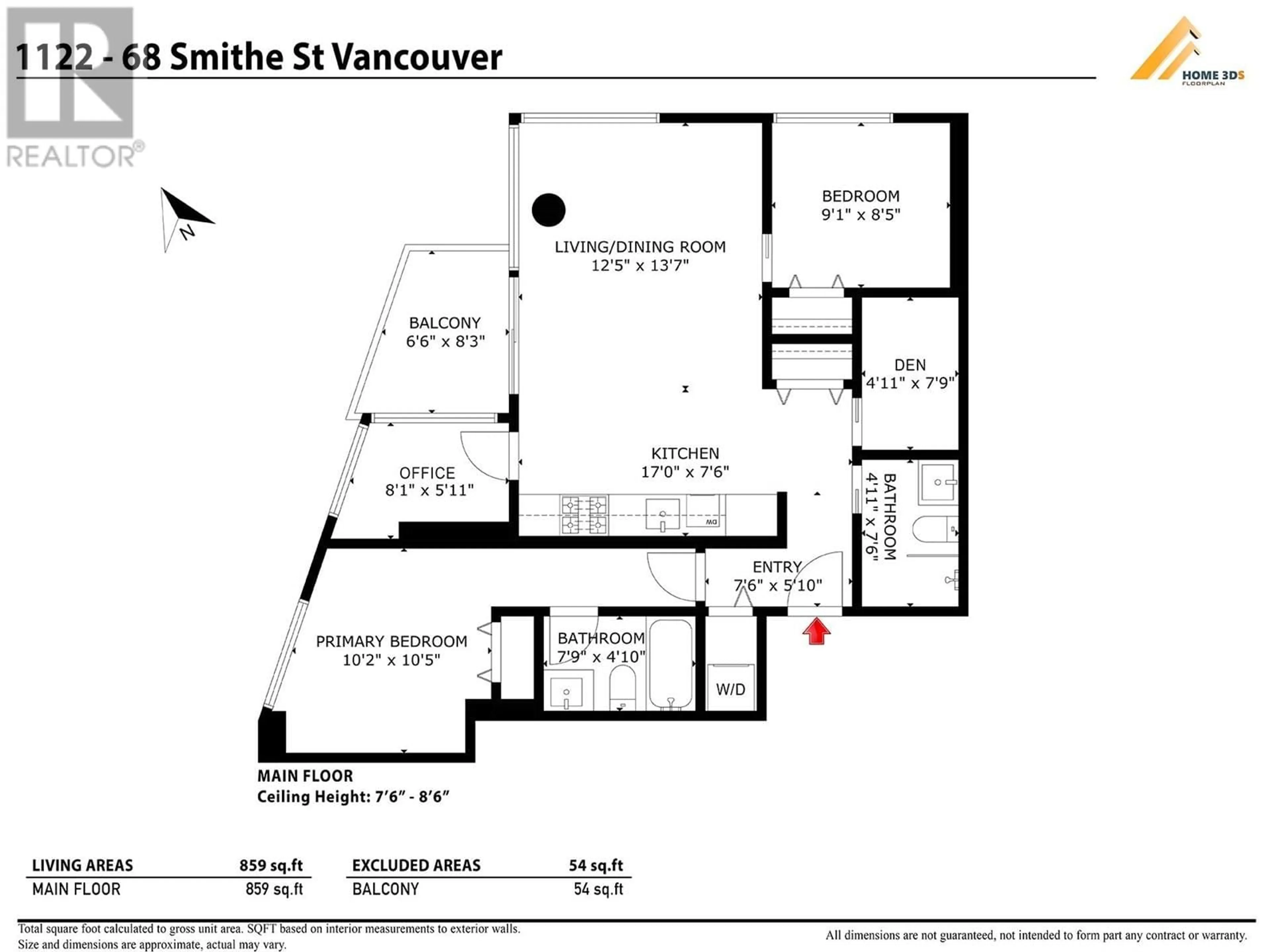 Floor plan for 1122 - 68 SMITHE STREET, Vancouver British Columbia V6B0P4