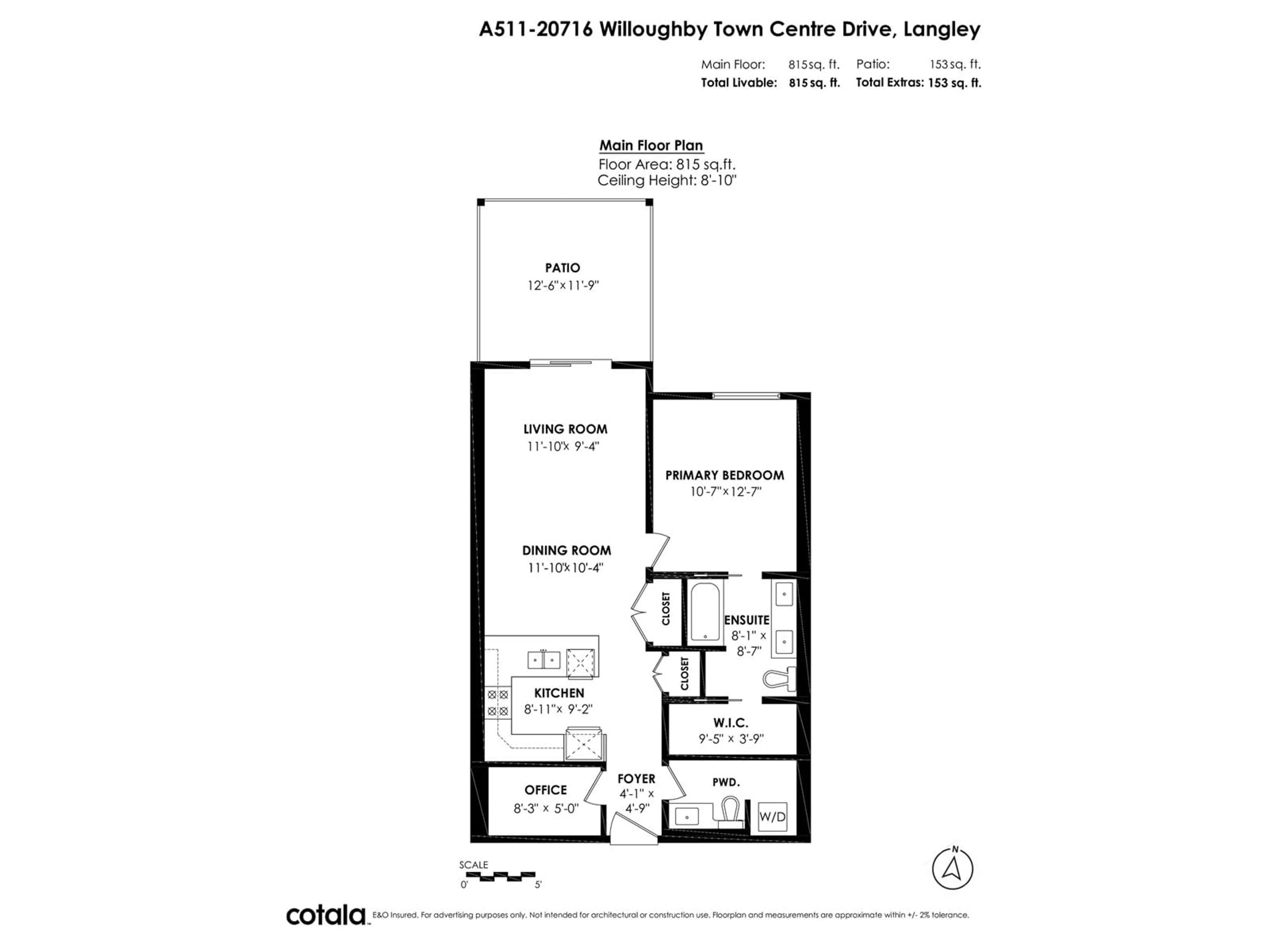 Floor plan for A511 - 20716 WILLOUGHBY TOWN CENTRE, Langley British Columbia V2Y3J7