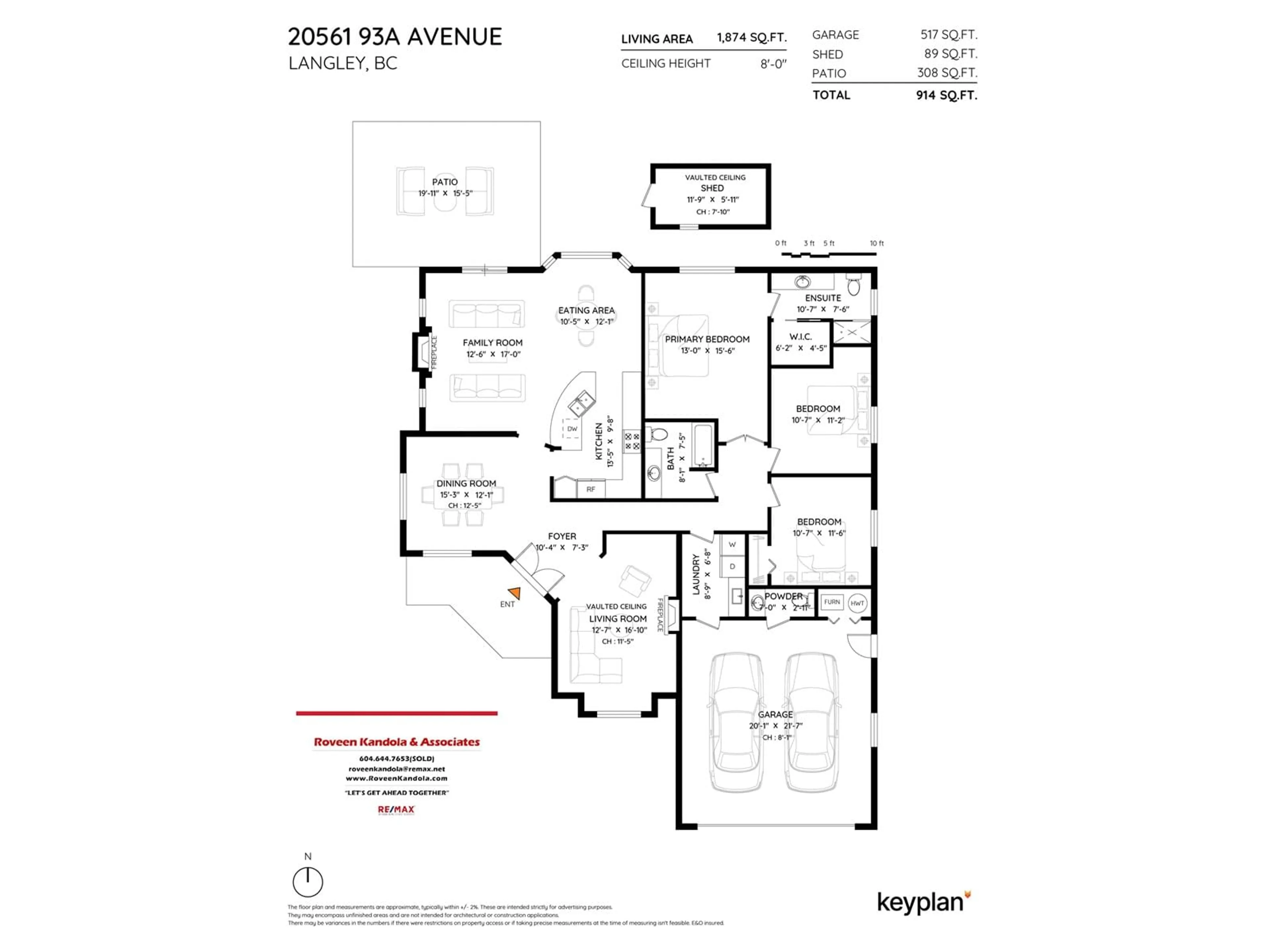 Floor plan for 20561 93A, Langley British Columbia V1M1Z1