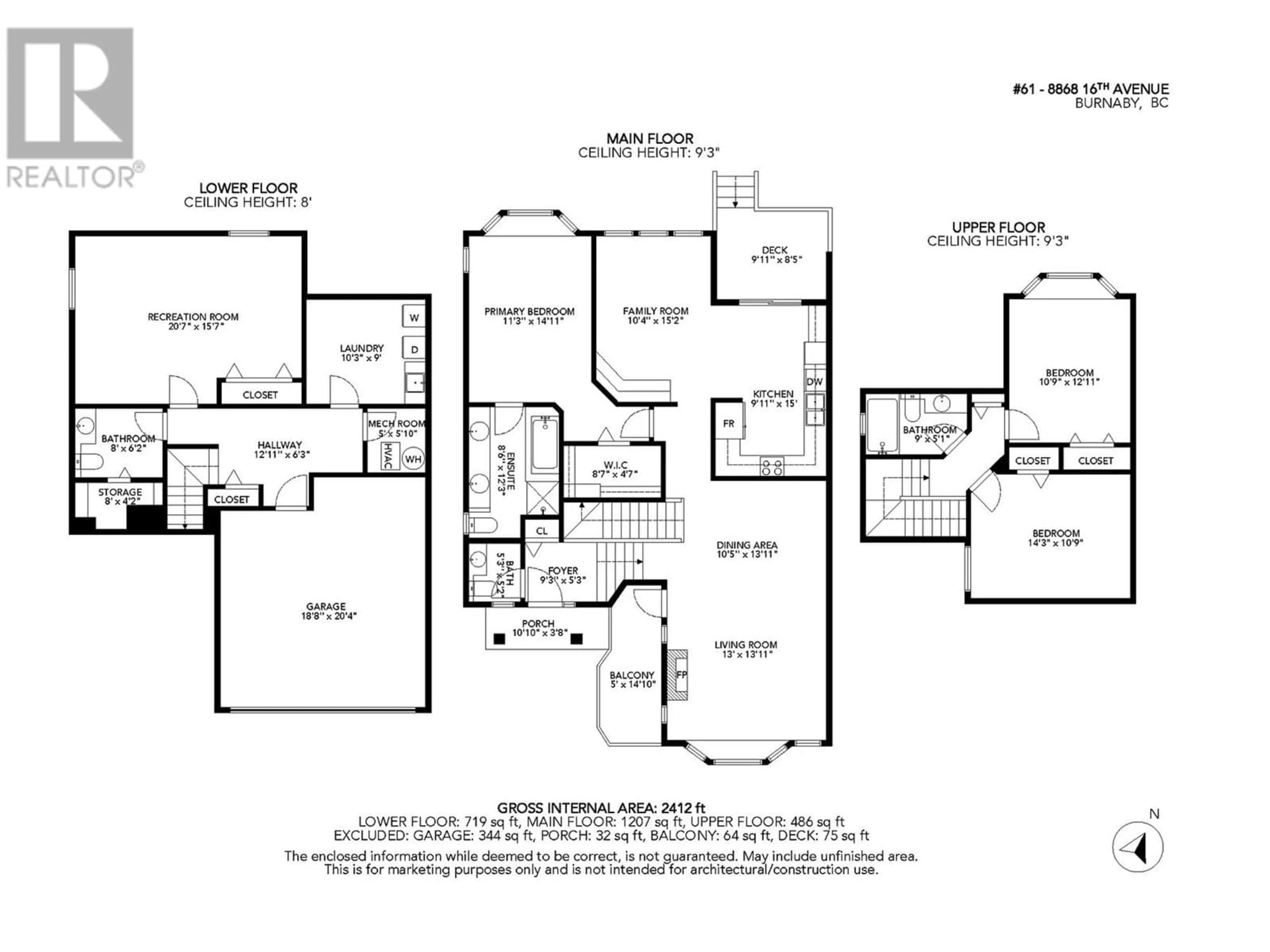 Floor plan for 61 - 8868 16TH AVENUE, Burnaby British Columbia V3N5A6